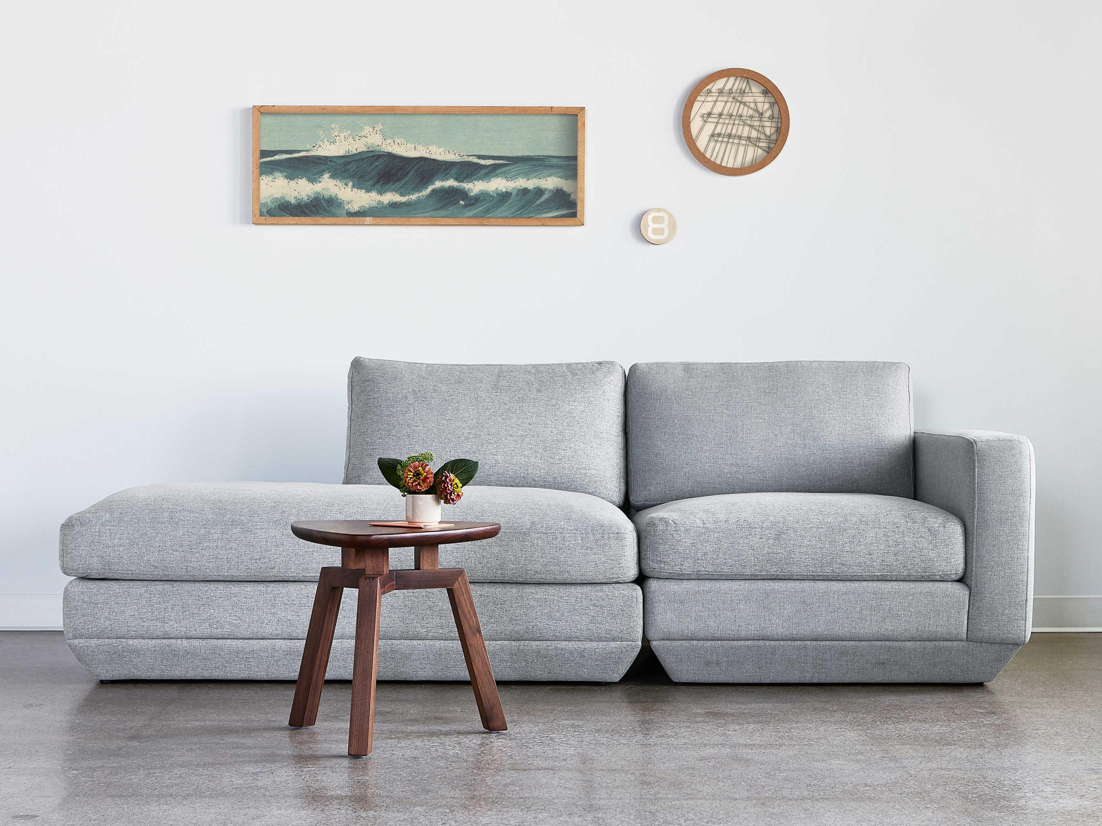 Gus* Modern Podium Bayview Silver Upholstered Sofa