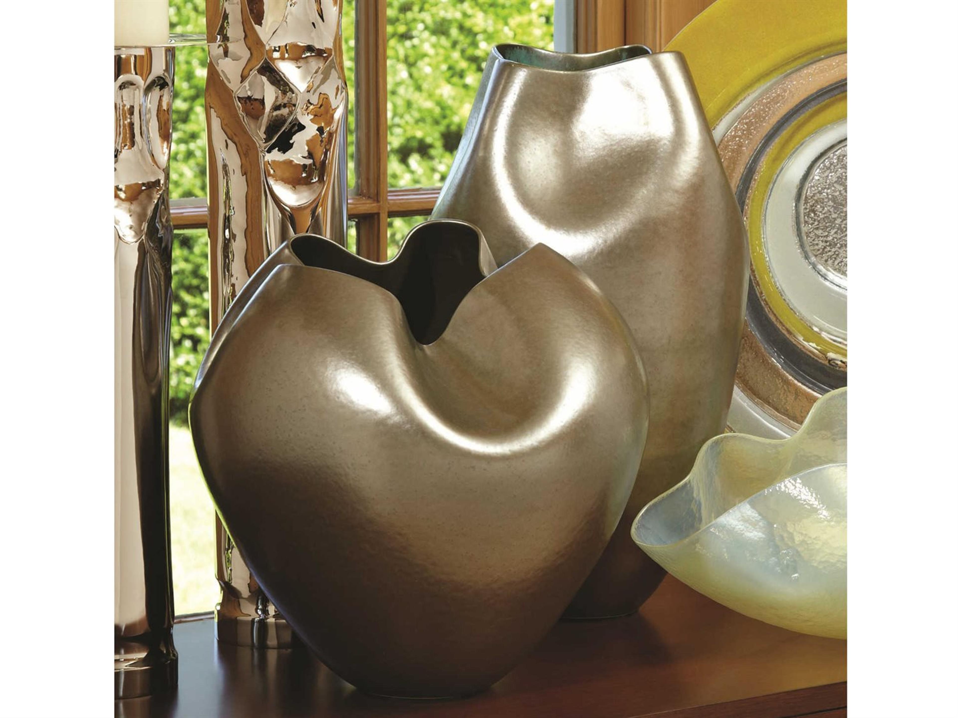 Global Views Plait Silver Haze Round Vase