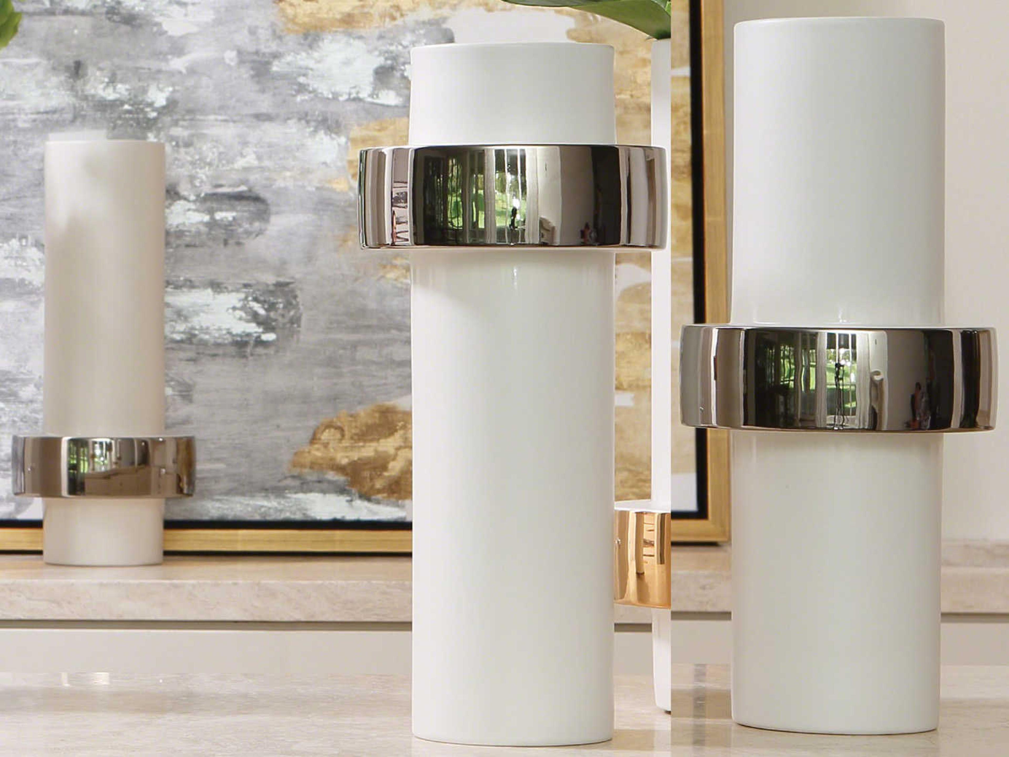 Global Views Mid Ring Silver Vase