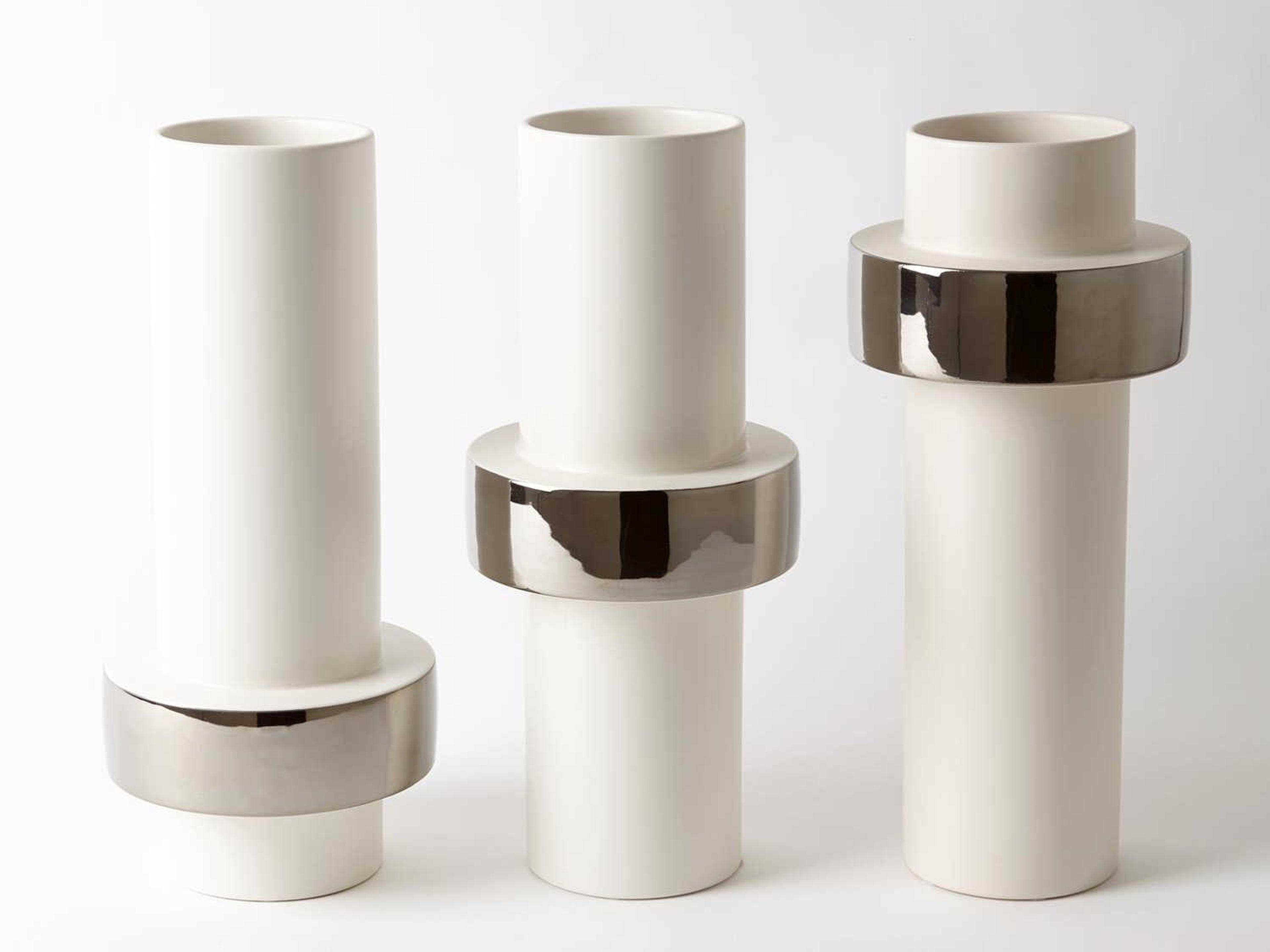 Global Views Low Ring Silver Vase