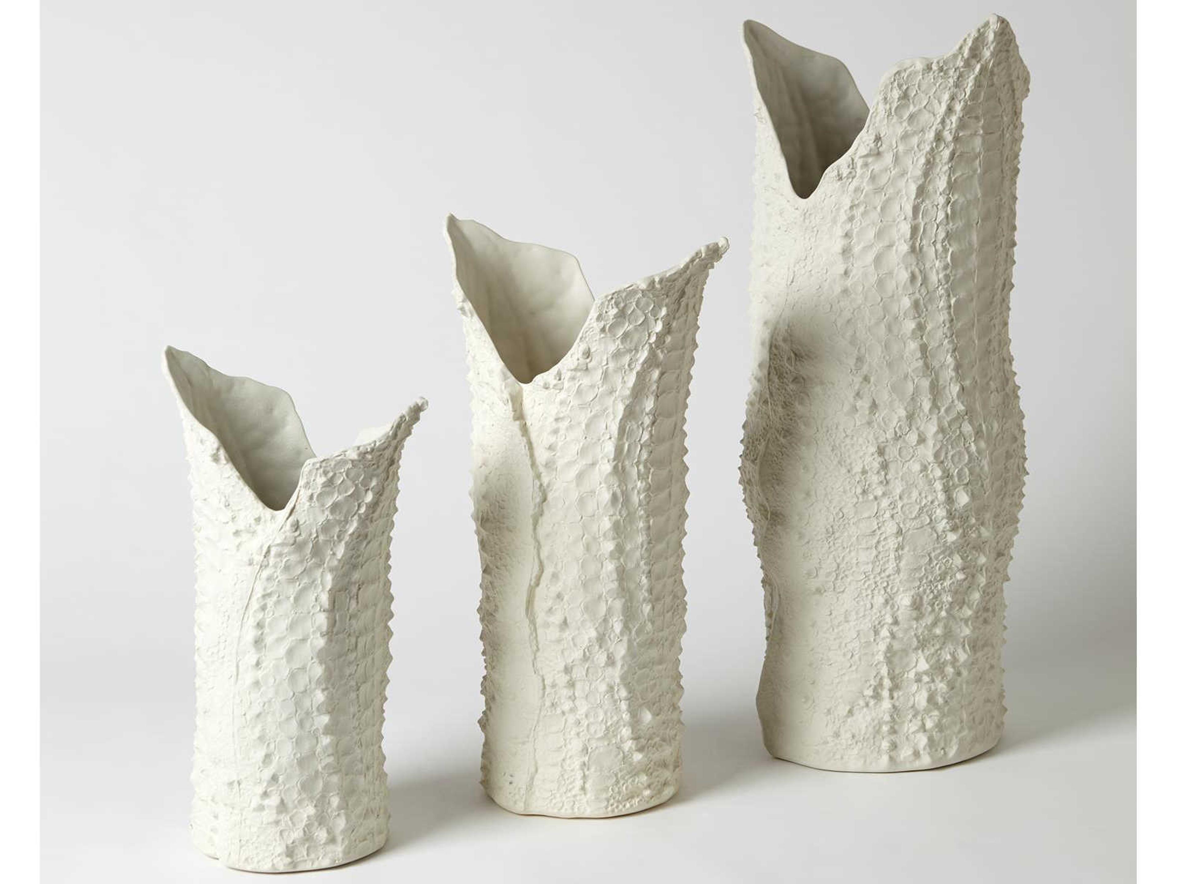 Global Views Crocodile Matte White Large Vase