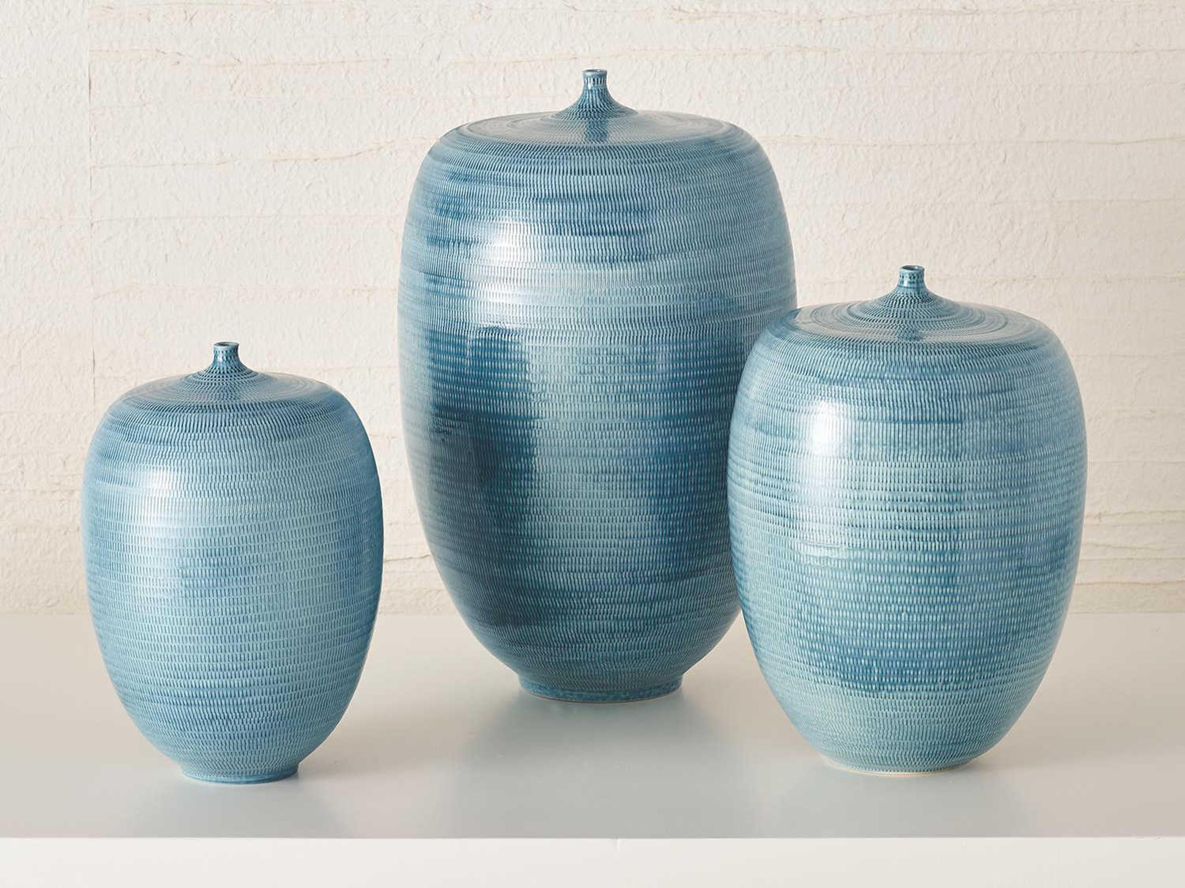 Global Views Fat Bottle Sea Blue Large Urn