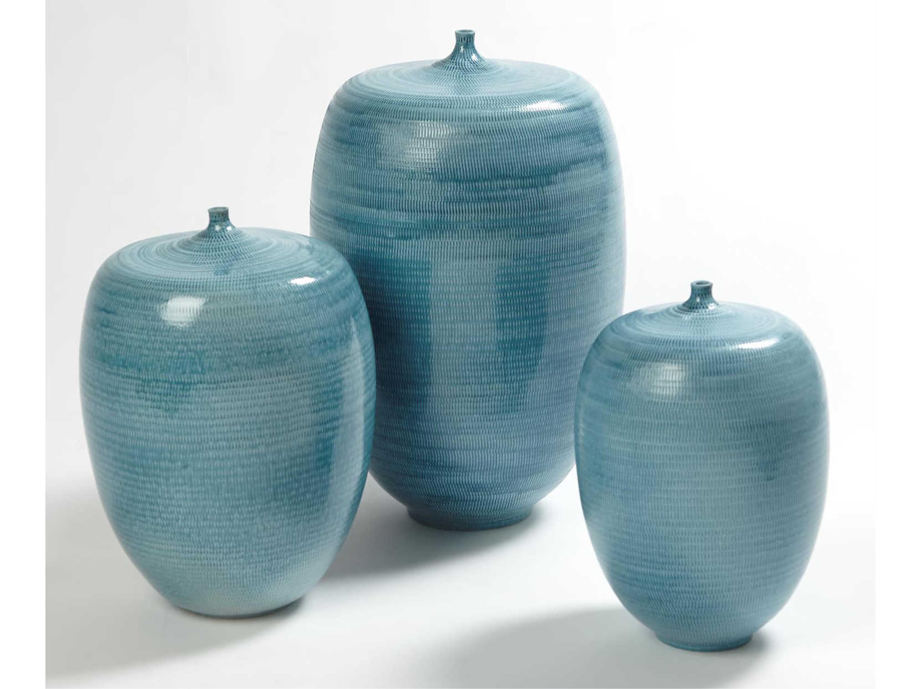Global Views Fat Bottle Sea Blue Small Urn