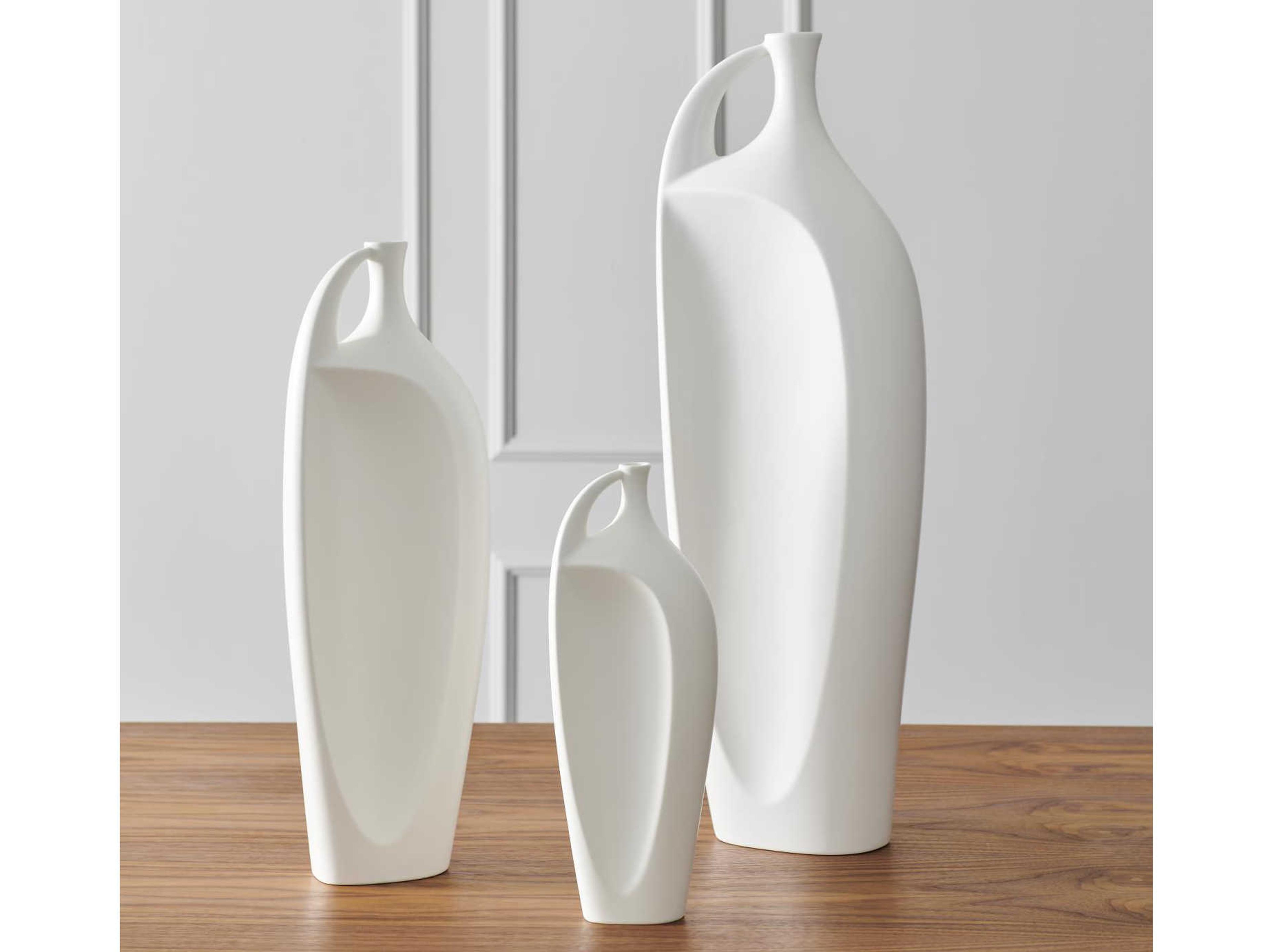 Global Views Indentation Matte White Large Vase