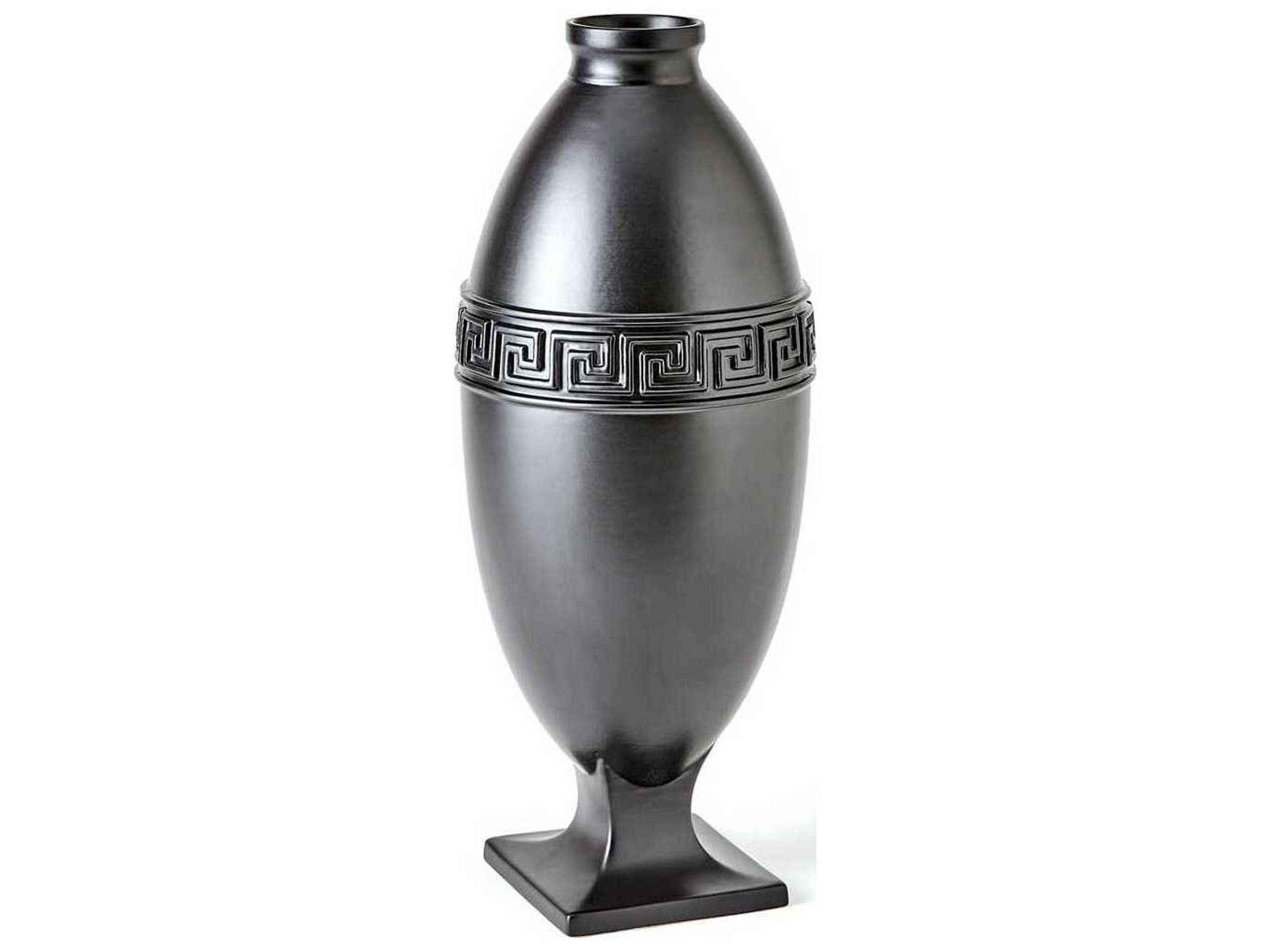 Global Views Greek Key Black 8" Vase
