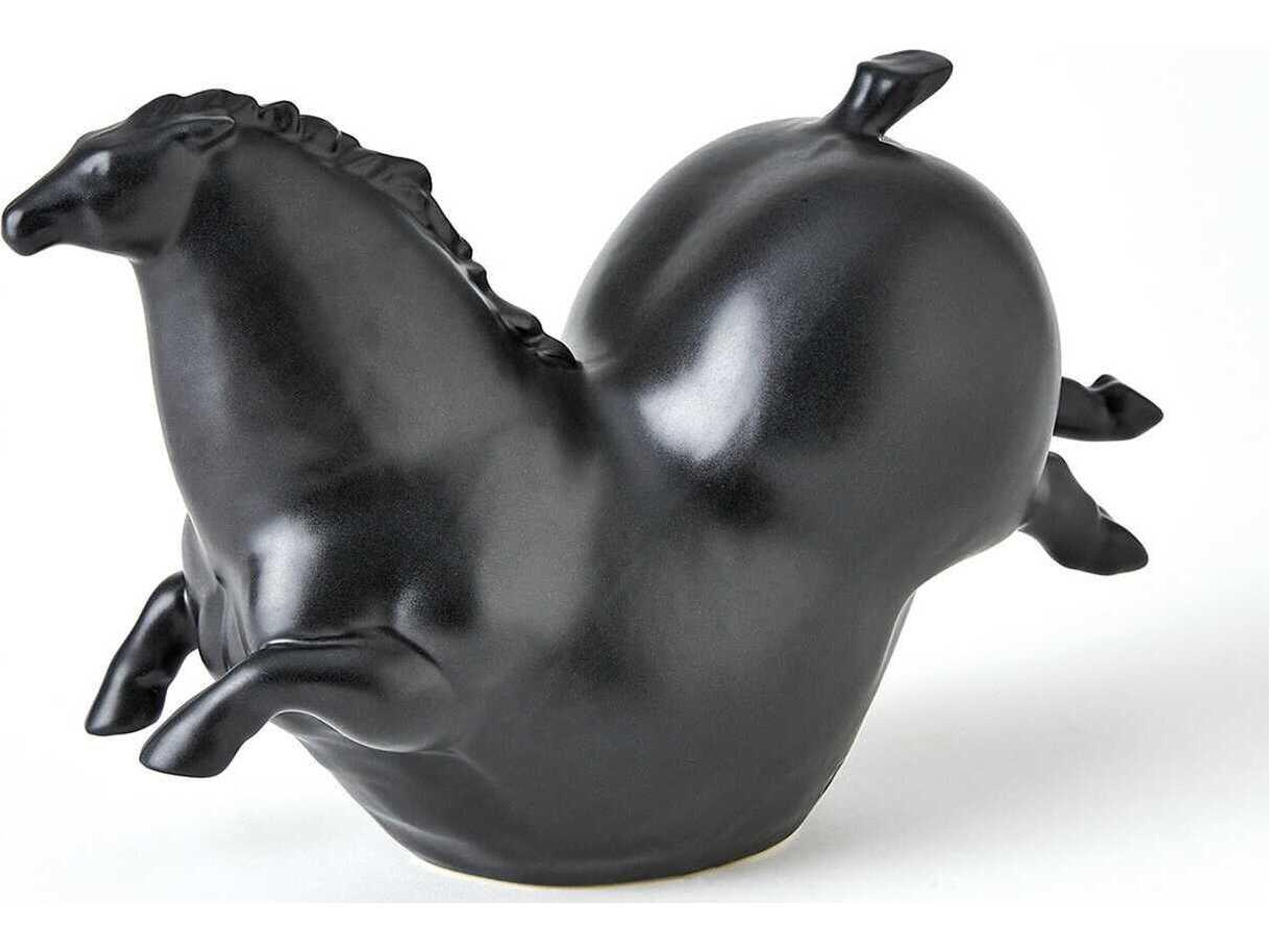 Global Views Matte Black 8" High Friesian Horse