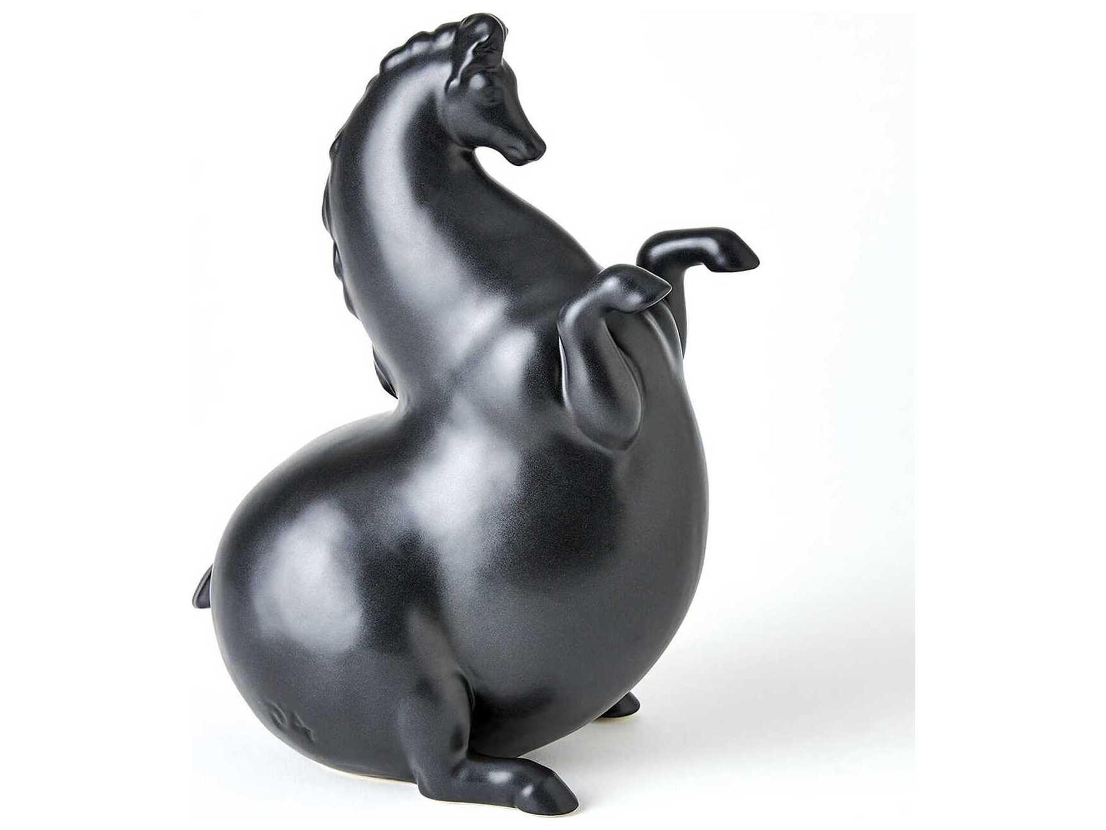 Global Views Matte Black 12" High Andalusian Horse