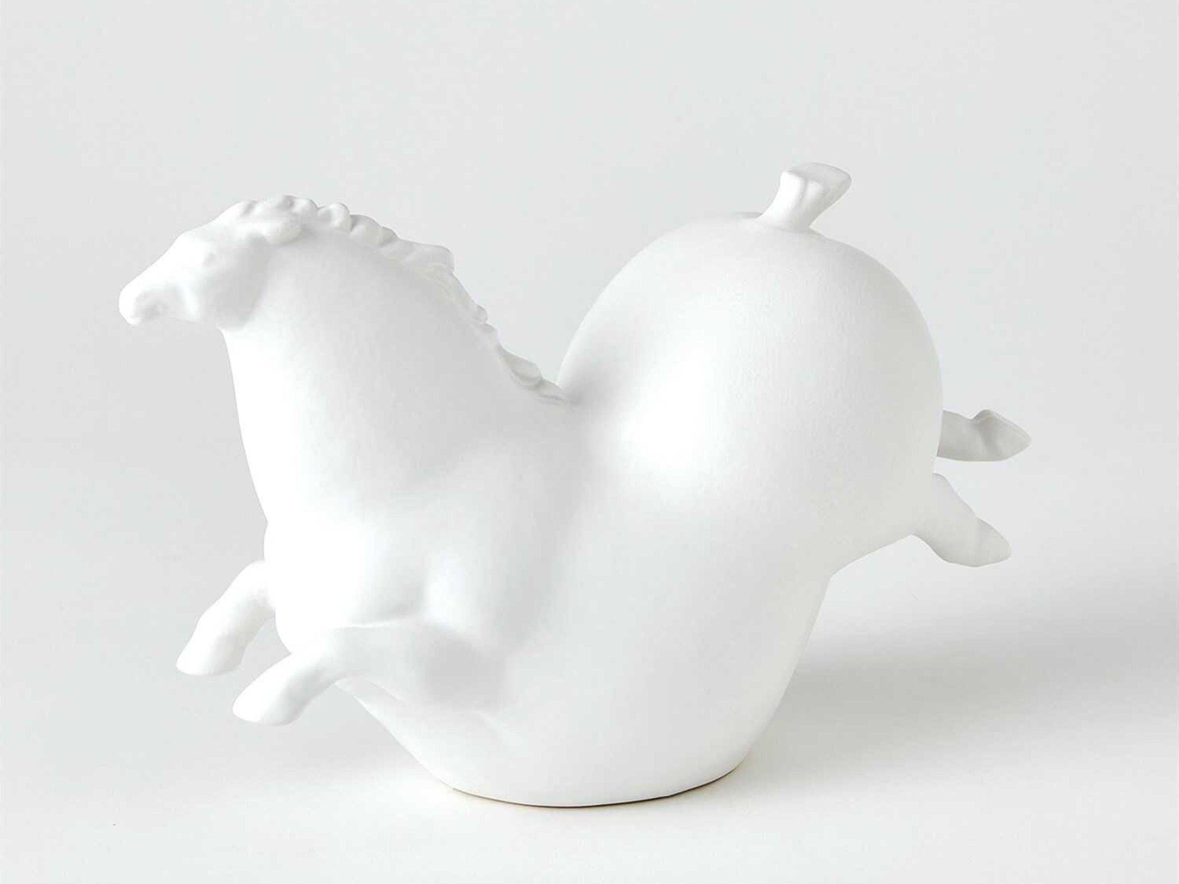 Global Views Matte White 8" High Friesian Horse