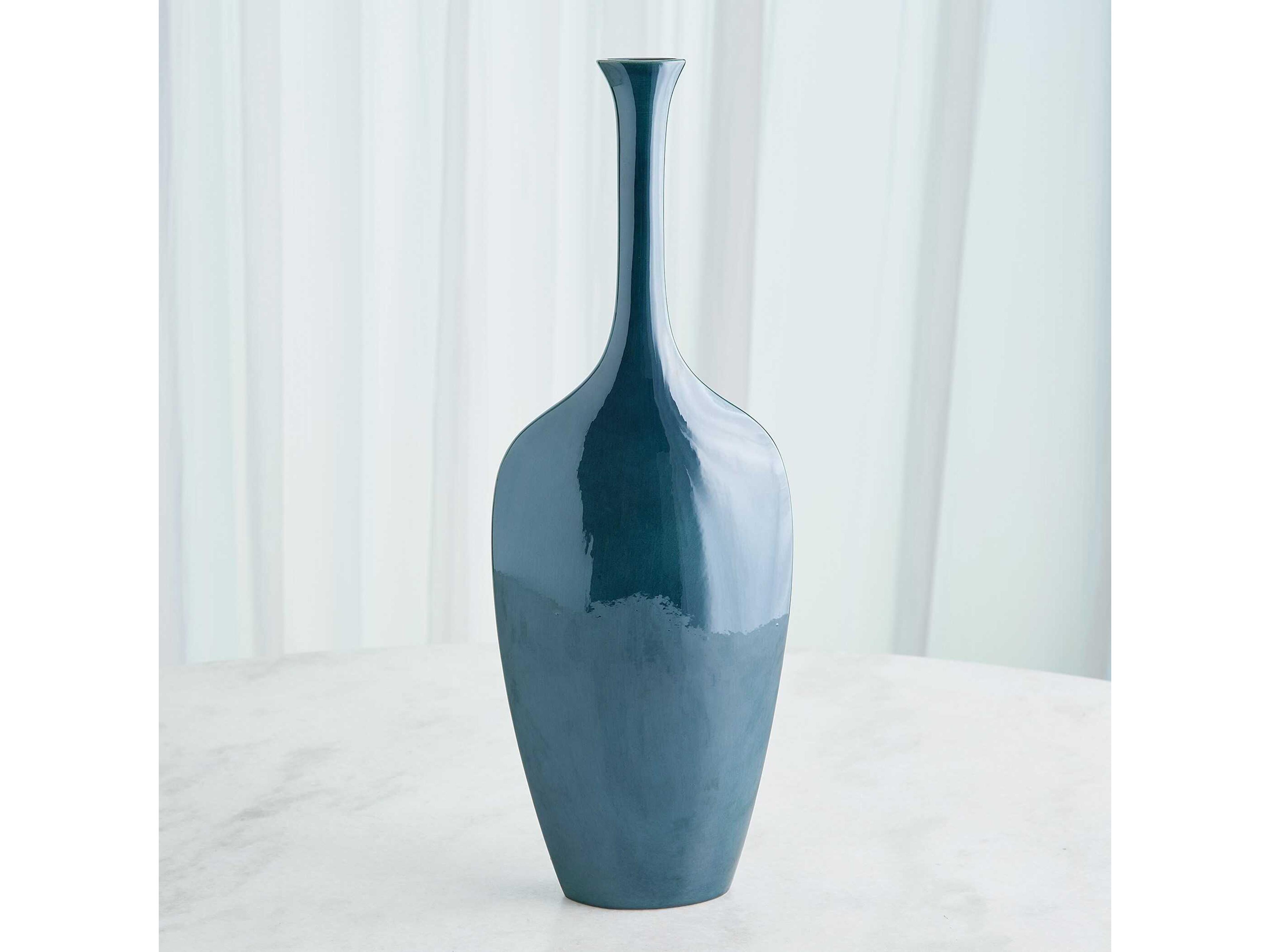Global Views Silhouette Slim Reactive Blue Vase