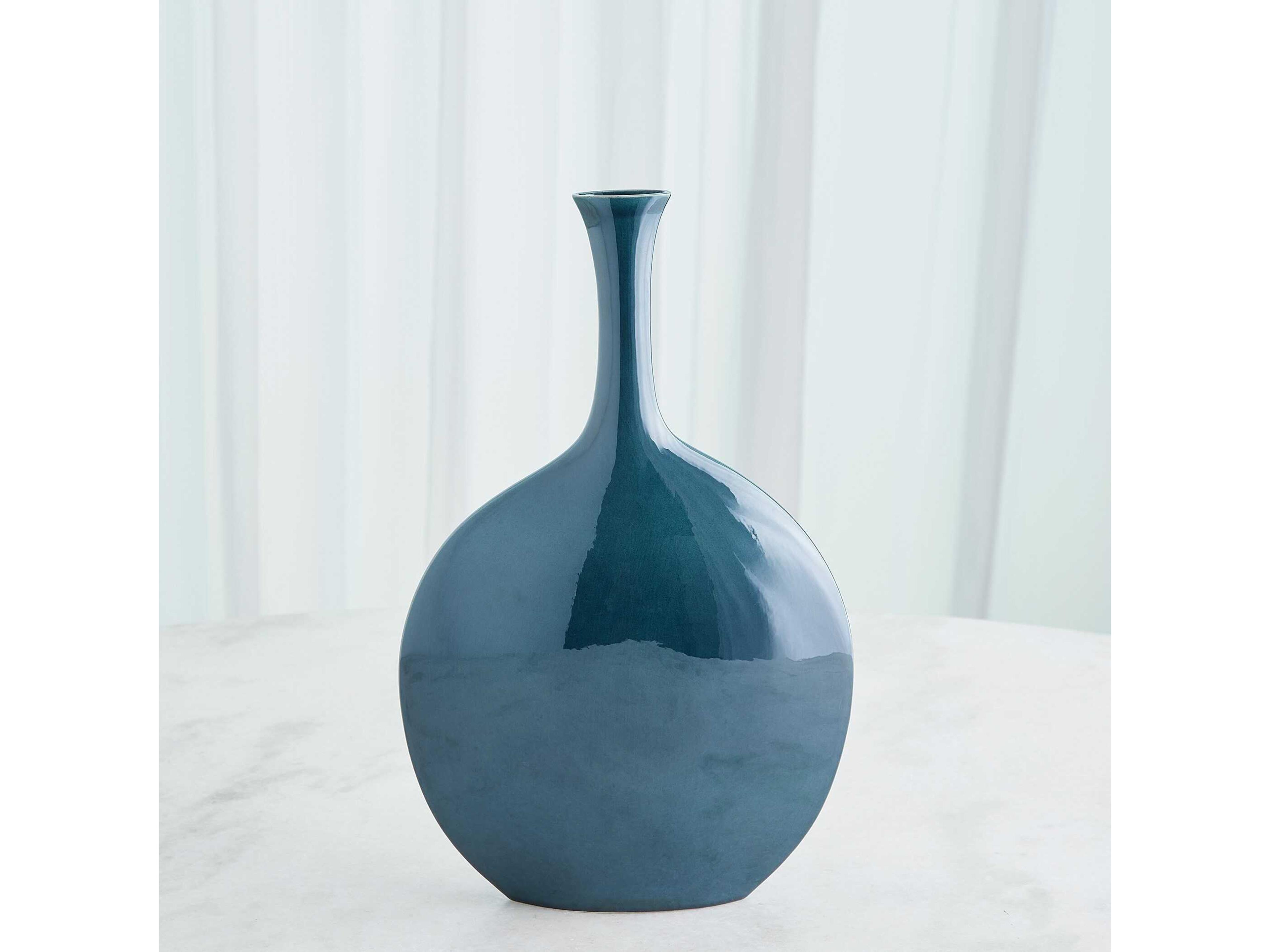 Global Views Silhouette Round Reactive Blue Vase