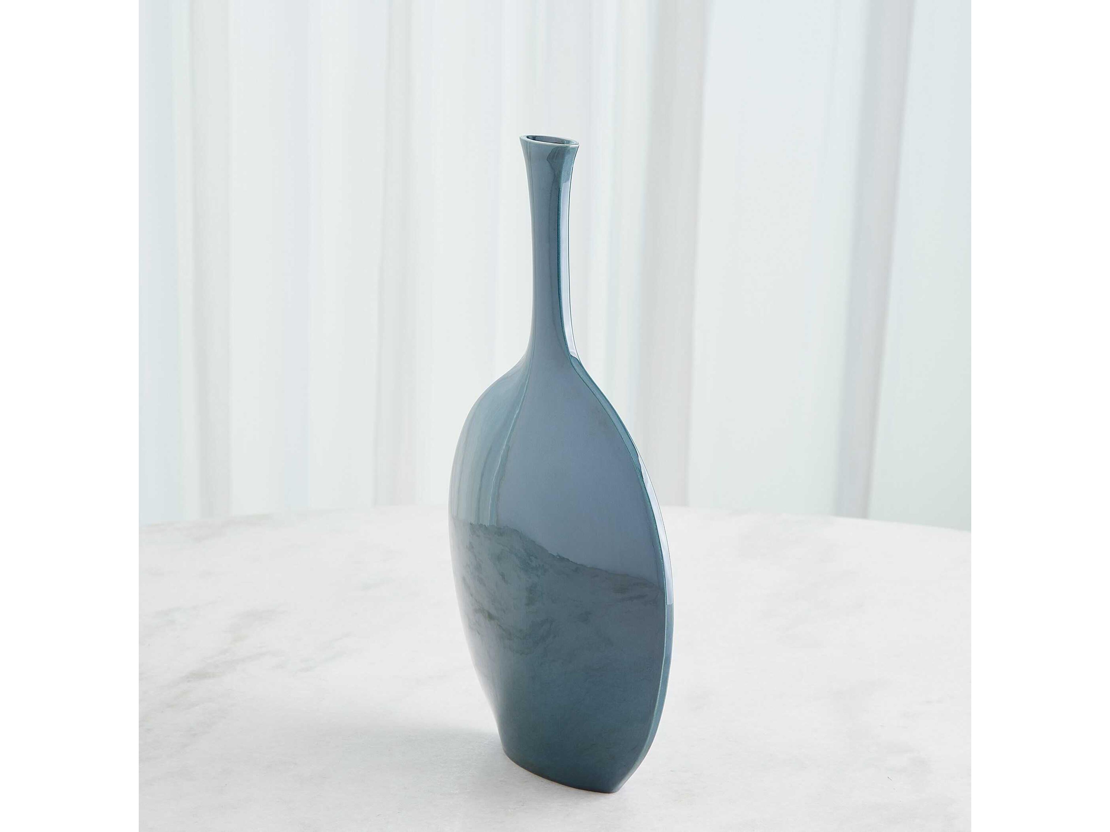 Global Views Silhouette Round Reactive Blue Vase
