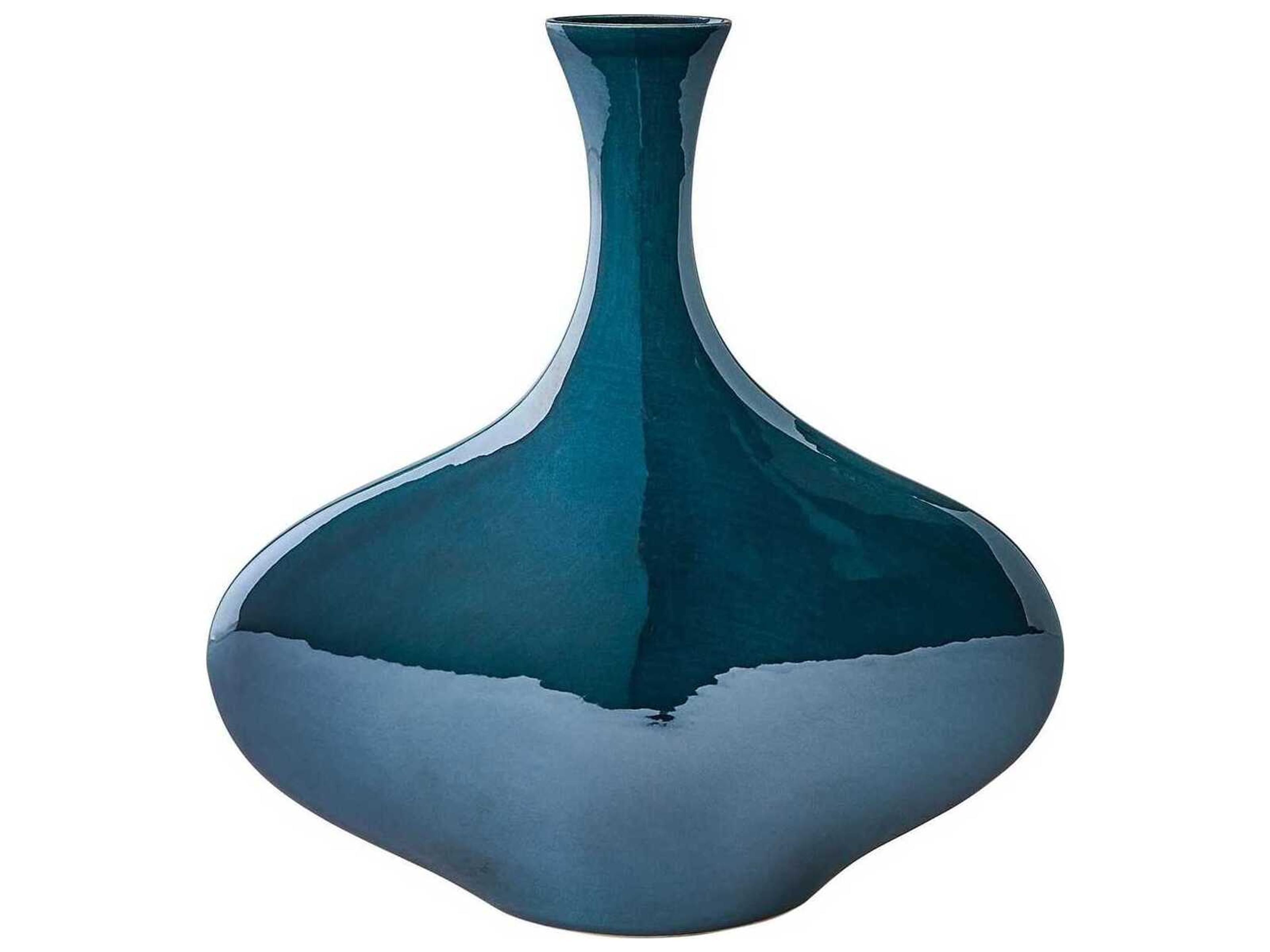 Global Views Silhouette Wide Reactive Blue Vase