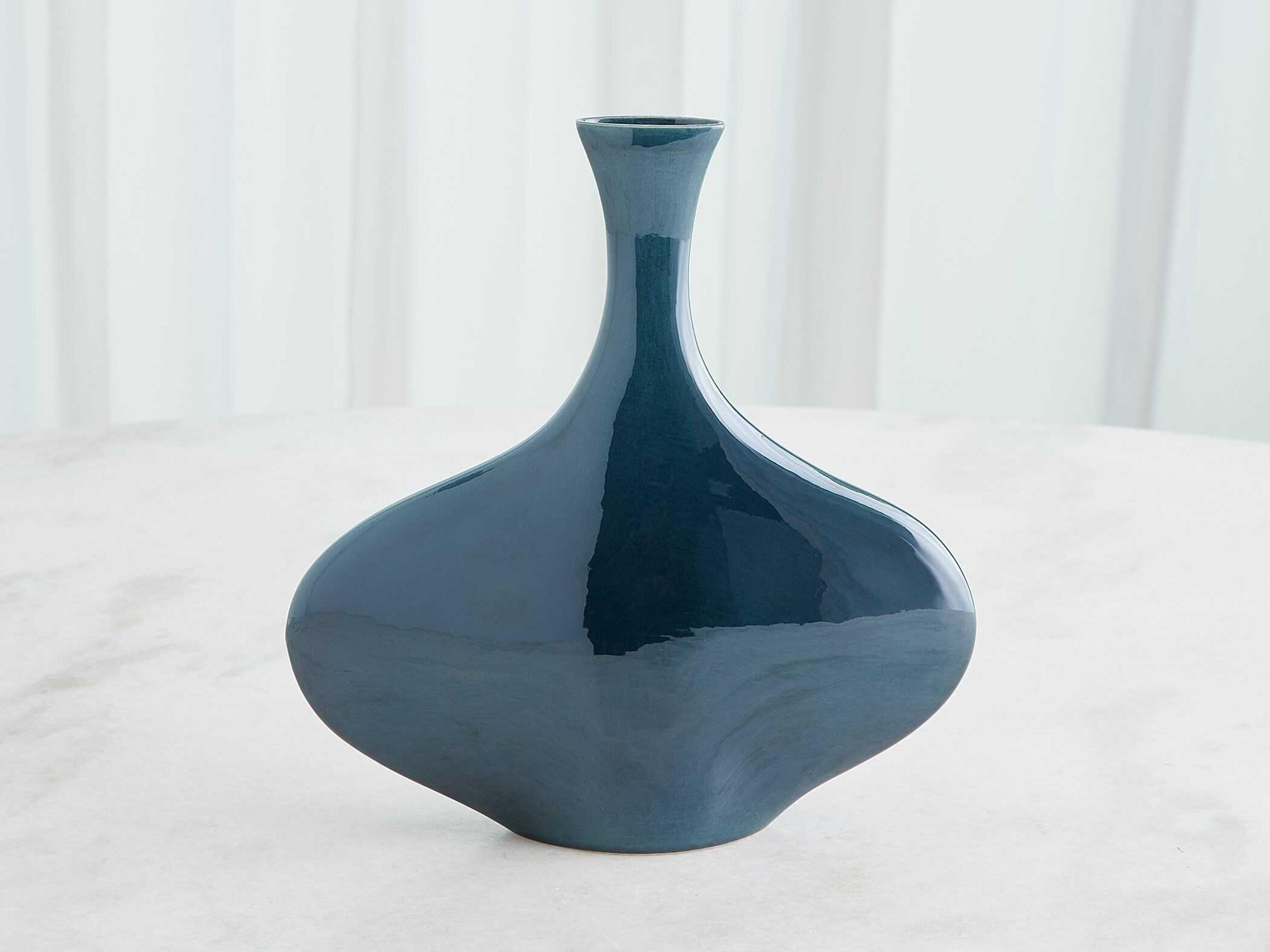 Global Views Silhouette Wide Reactive Blue Vase