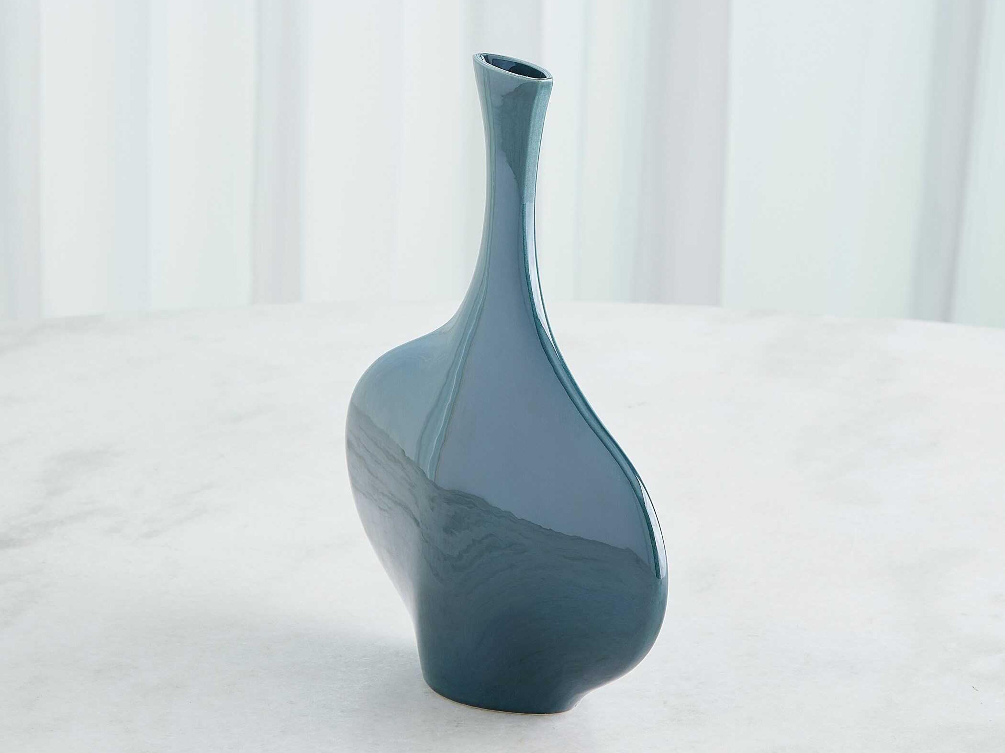 Global Views Silhouette Wide Reactive Blue Vase