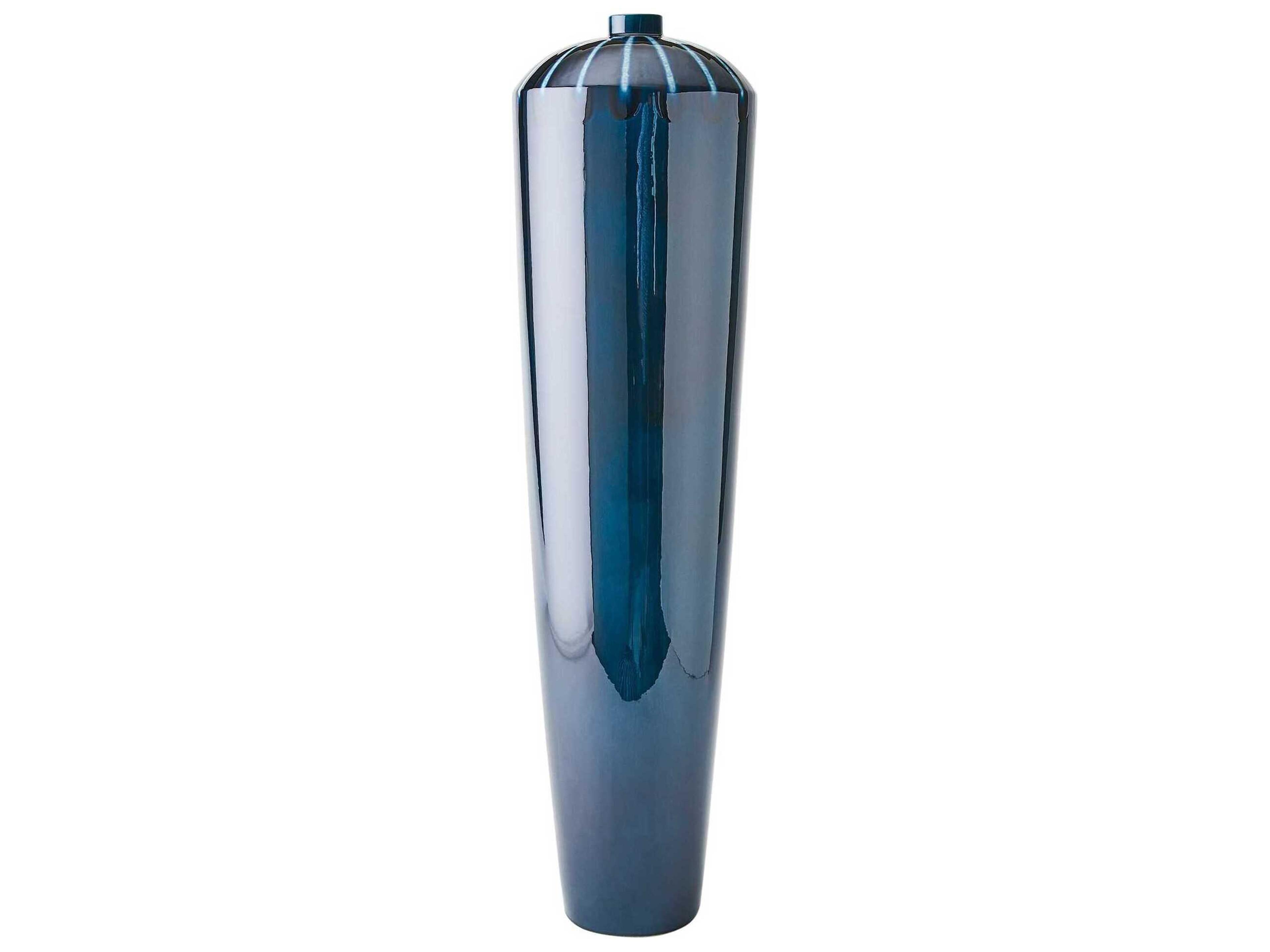 Domed Tall Reactive Blue Vase