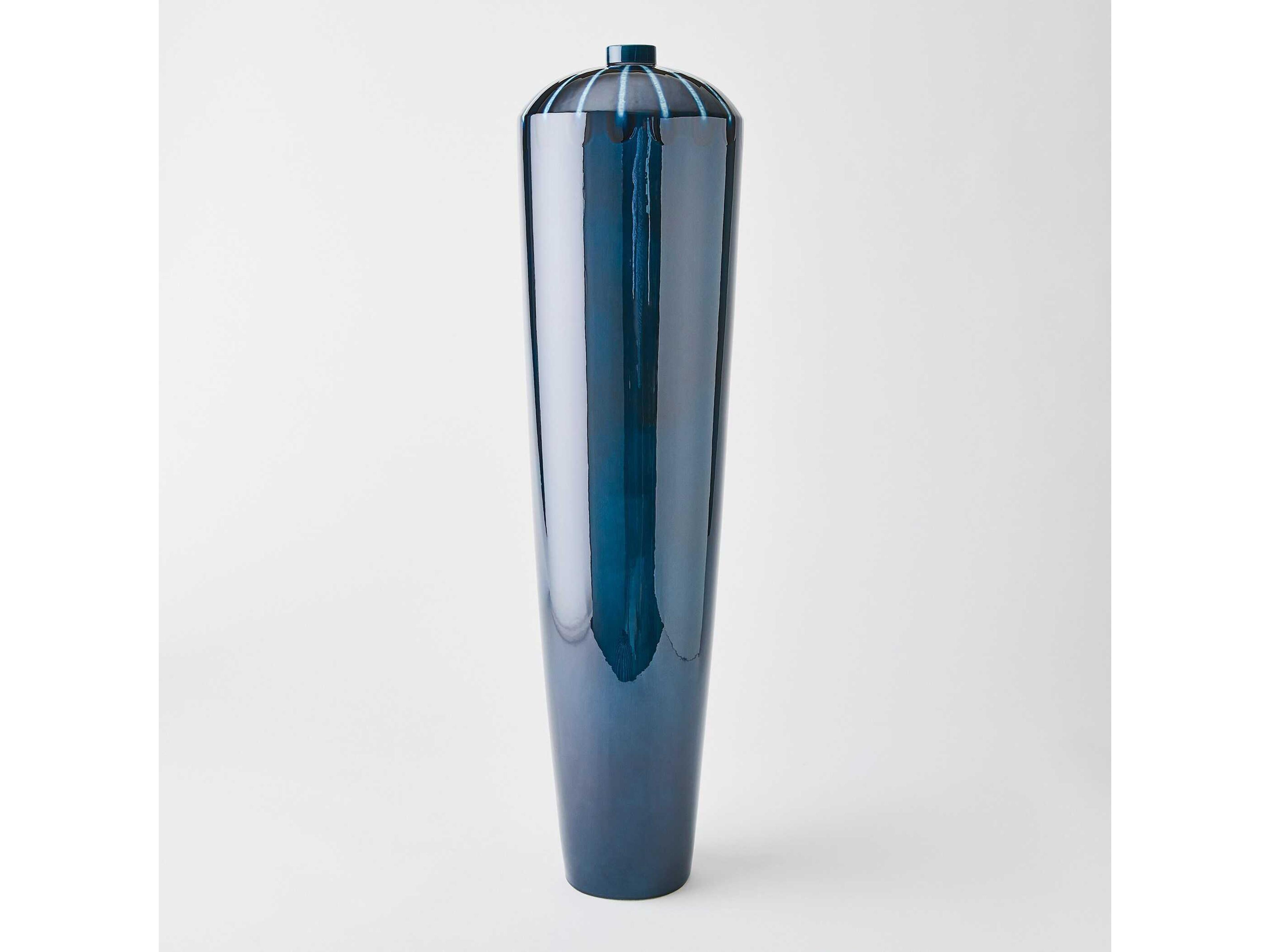 Global Views Domed Tall Reactive Blue Vase