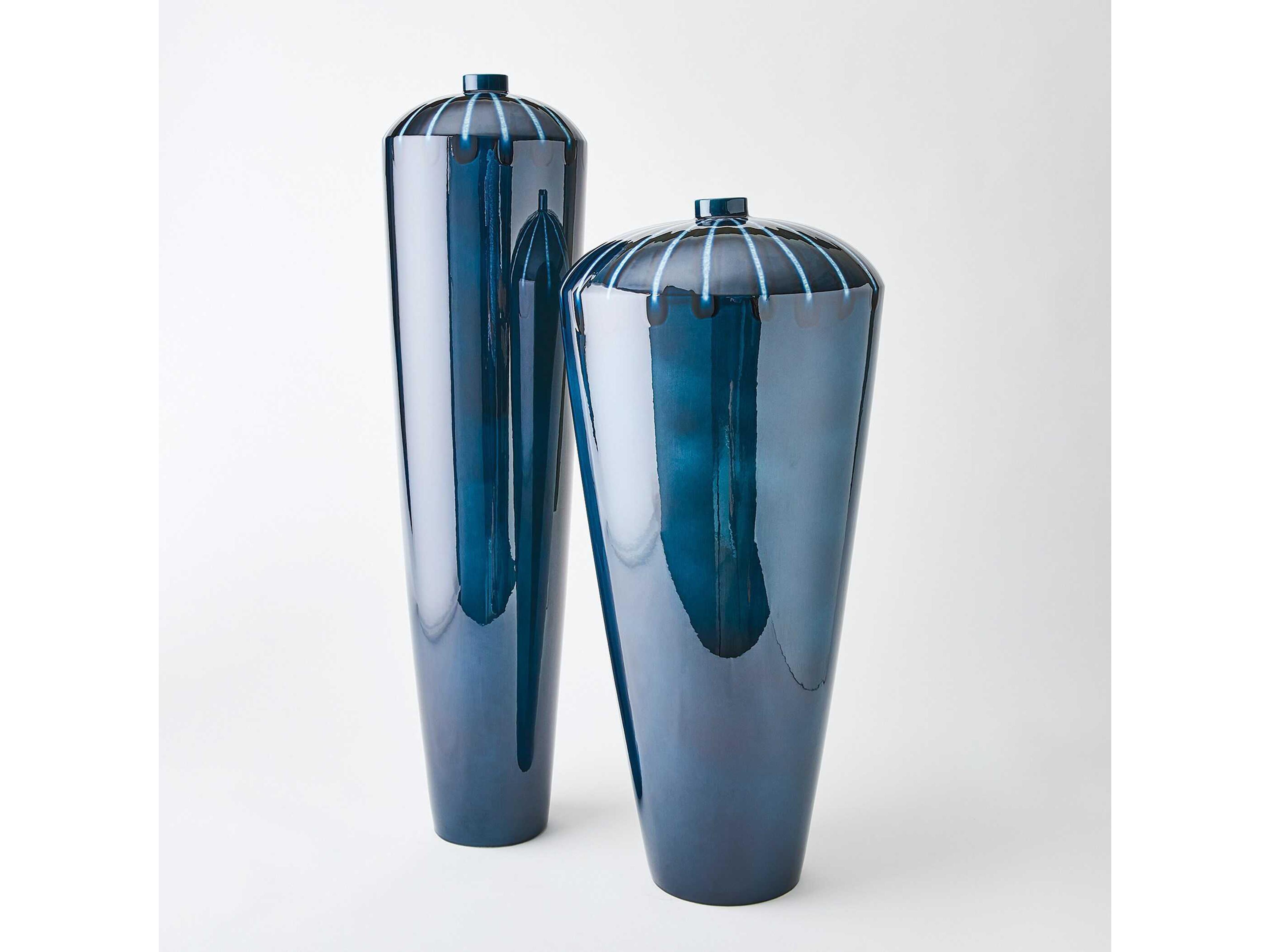 Global Views Domed Tall Reactive Blue Vase