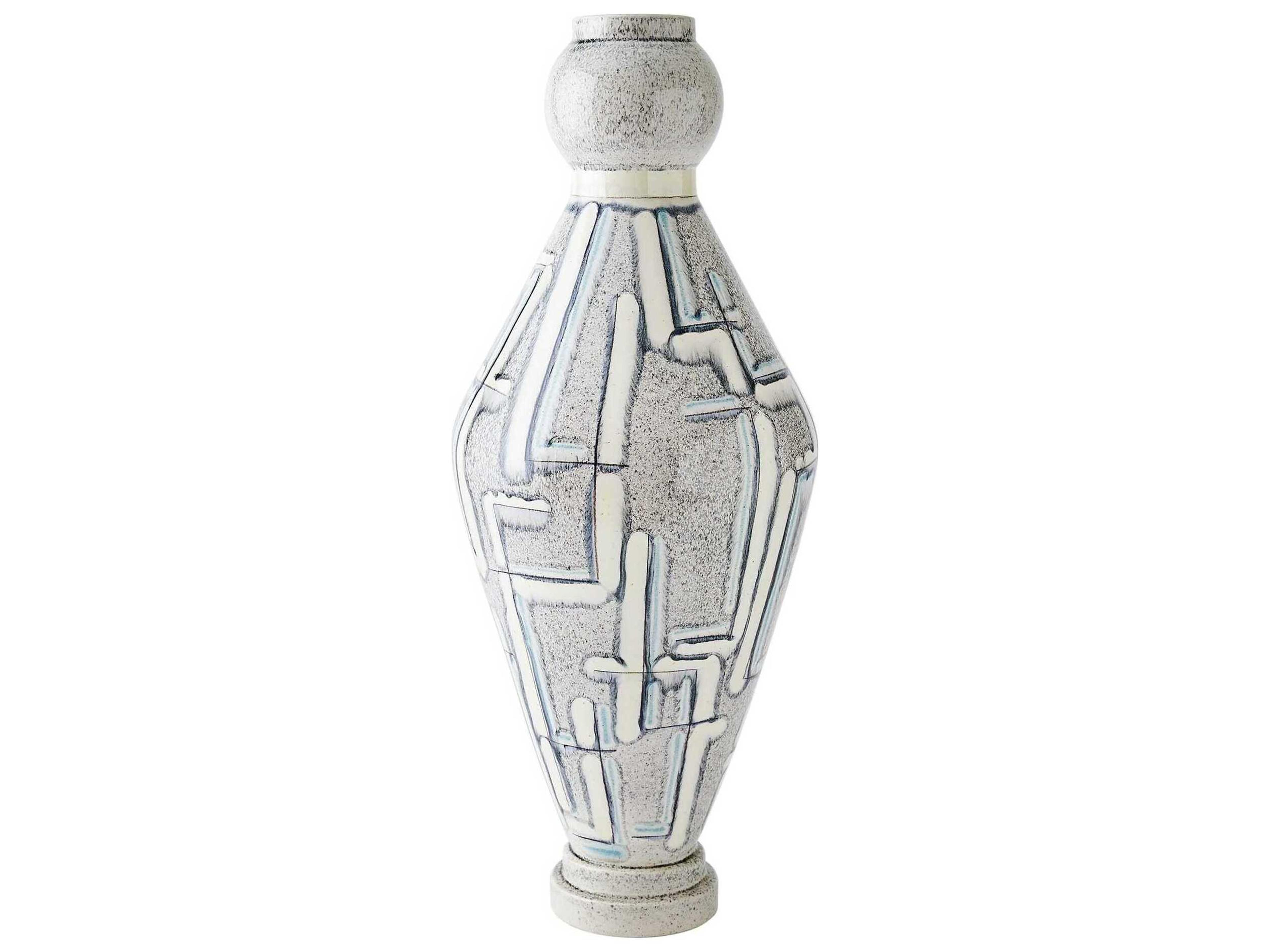 Global Views Spindle Grey Blue Vase