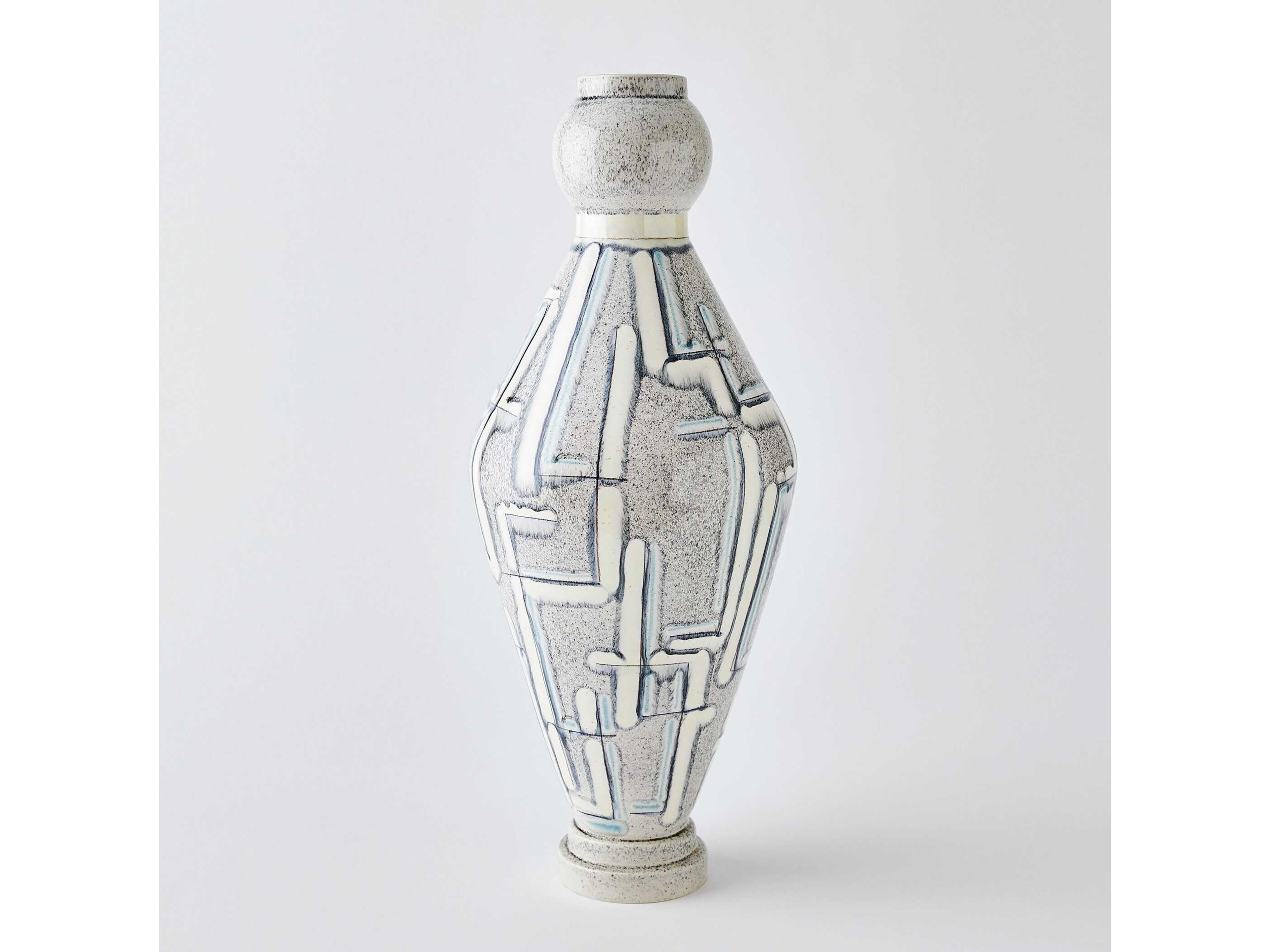 Global Views Spindle Grey Blue Vase