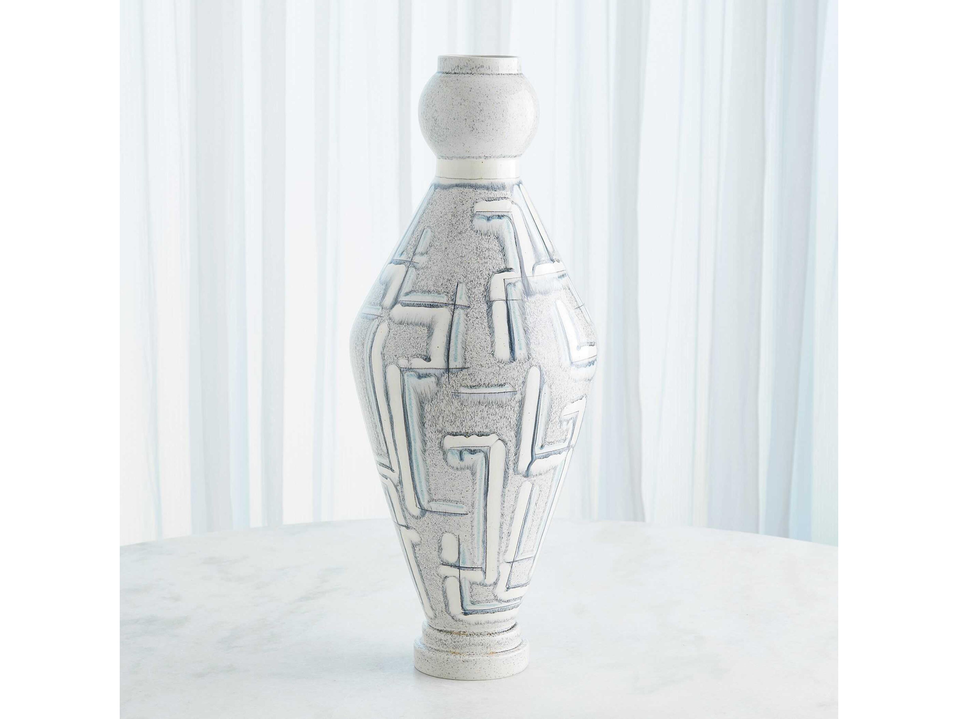 Global Views Spindle Grey Blue Vase