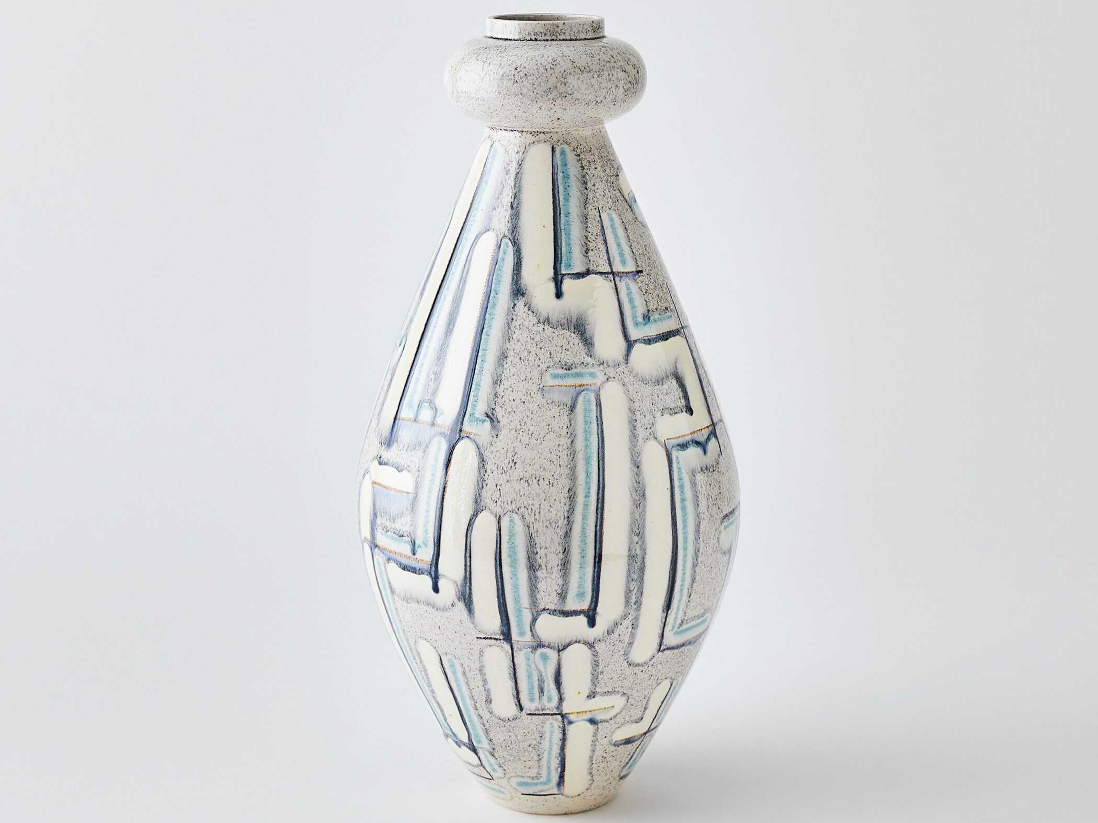 Global Views Spindle Grey Blue Vase
