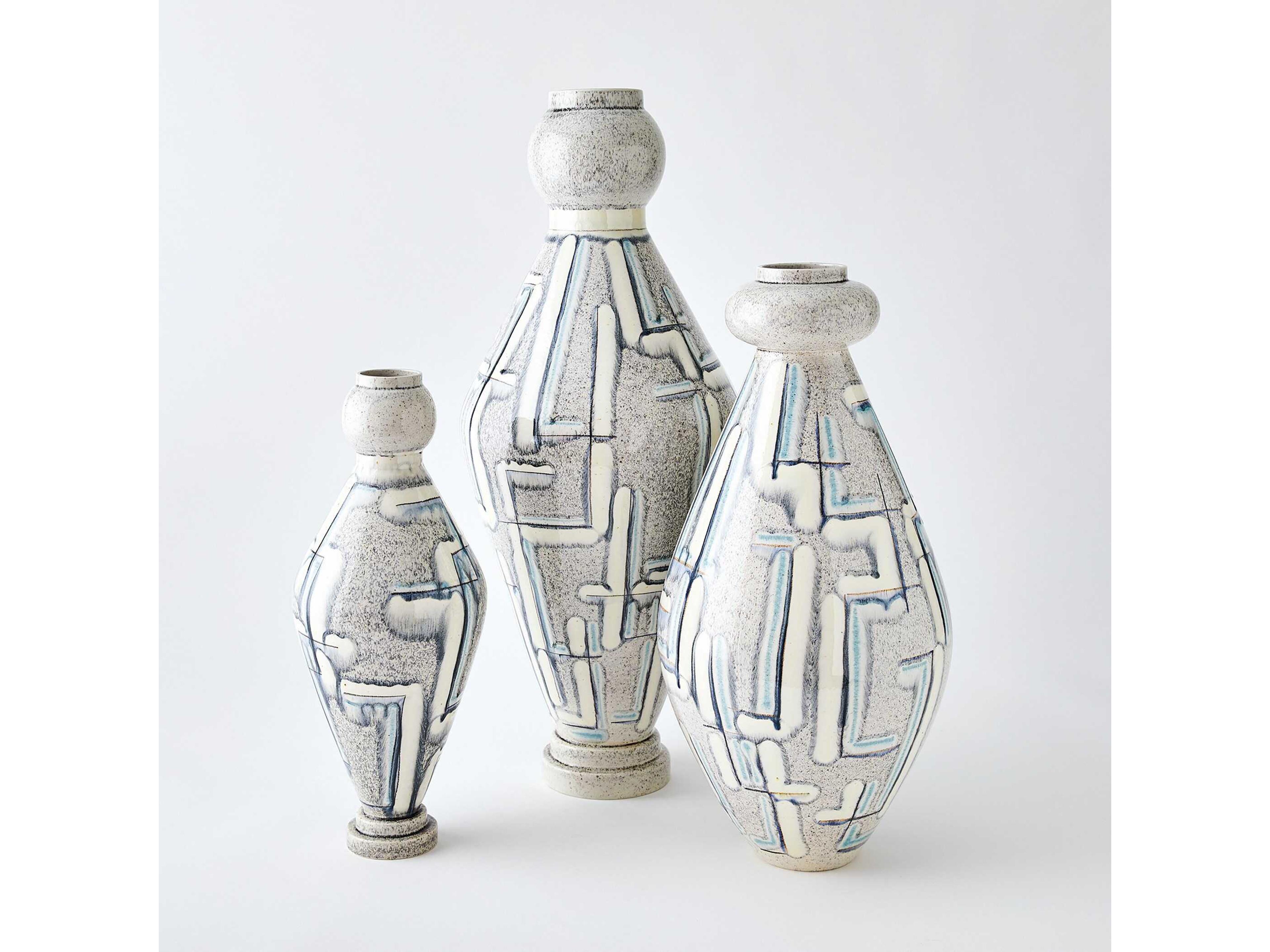 Global Views Spindle Grey Blue Vase