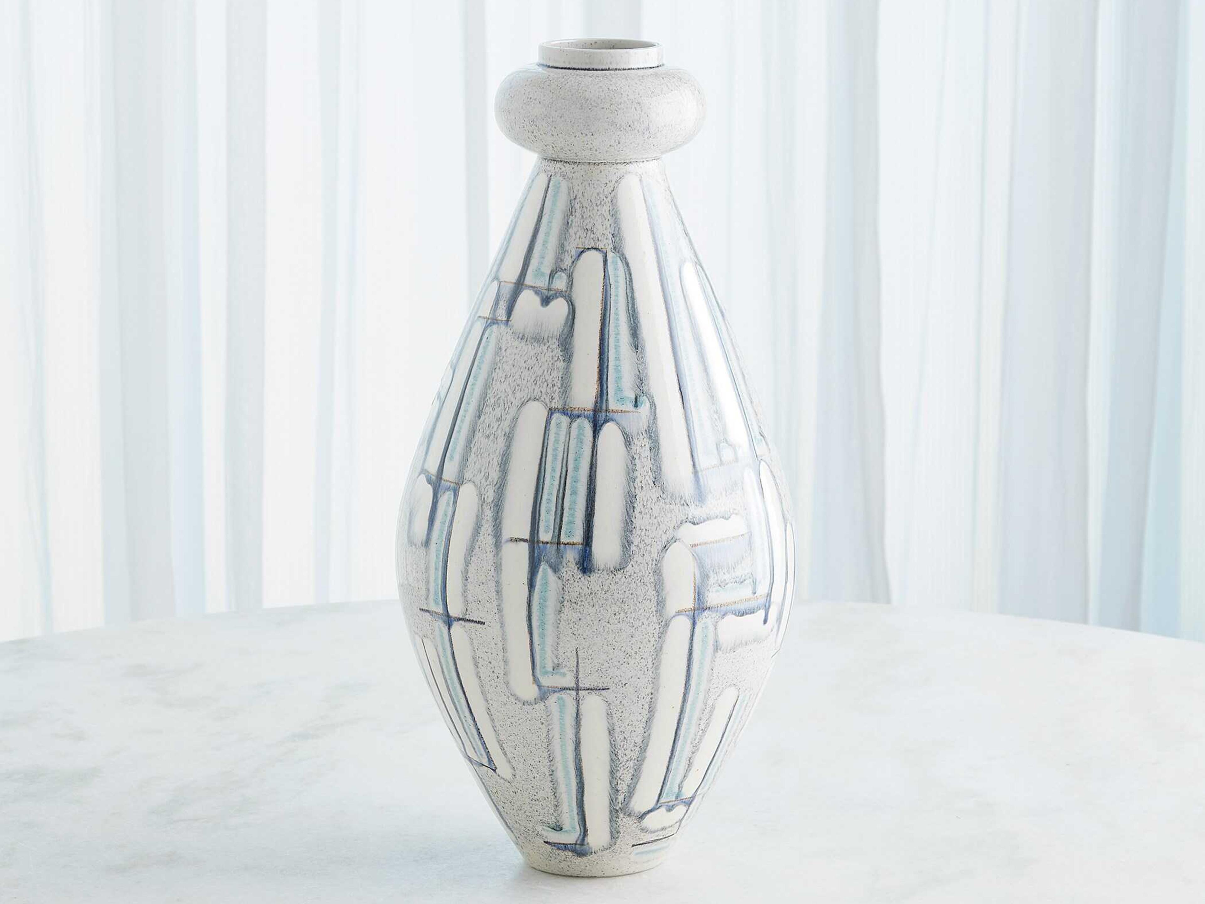 Global Views Spindle Grey Blue Vase