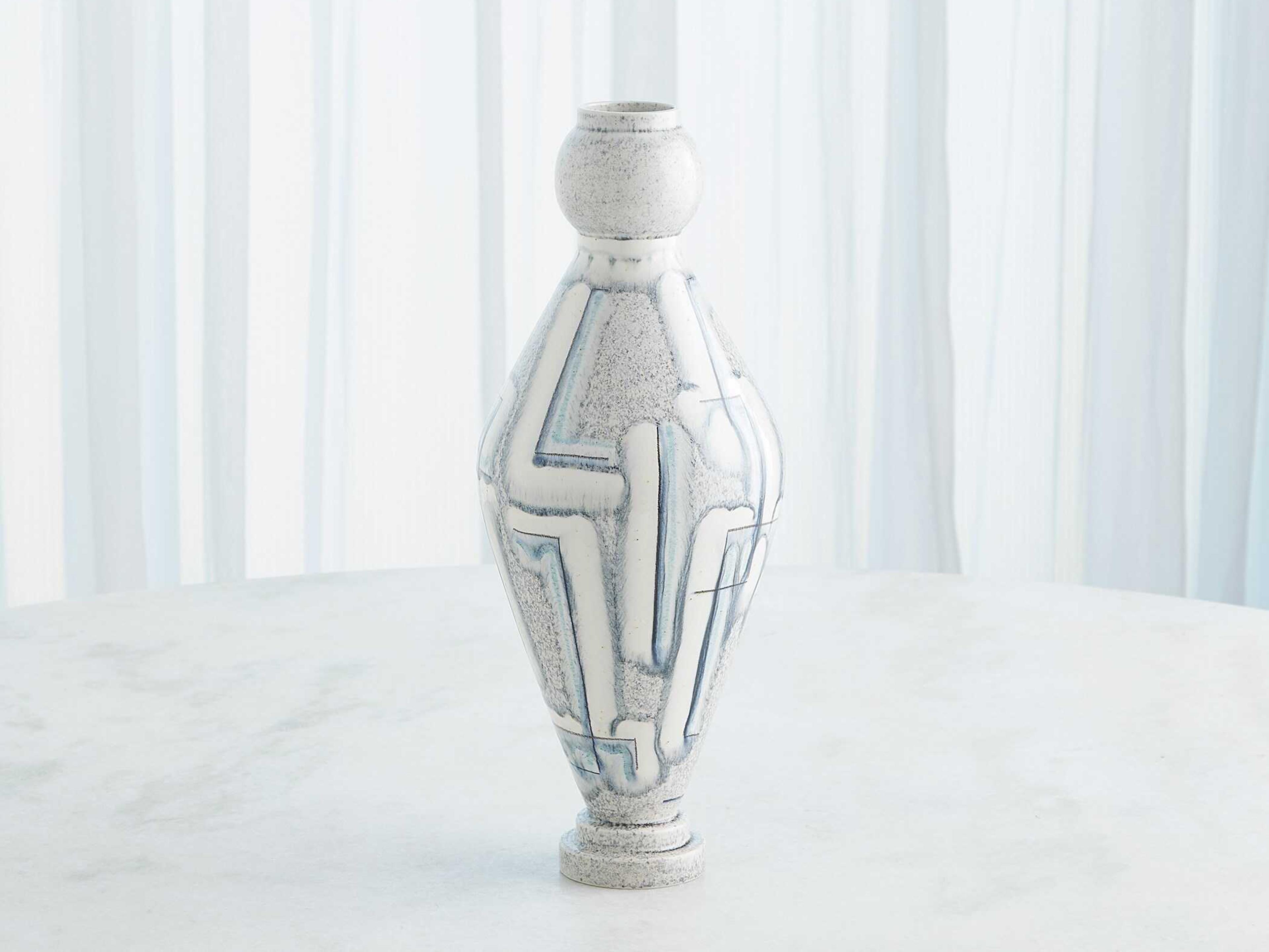 Global Views Spindle Grey Blue Vase