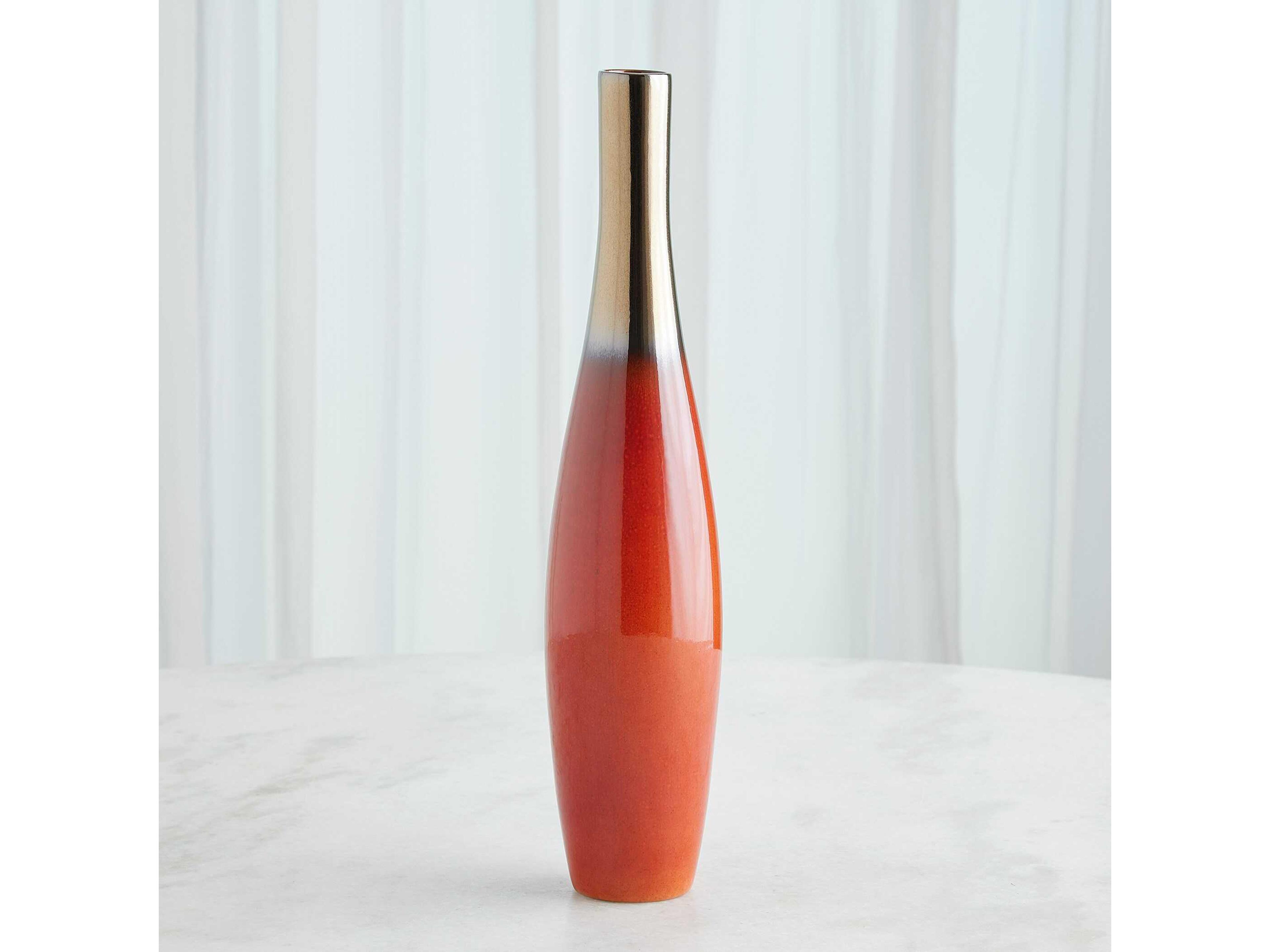 Global Views Boliche Tall Red Bronze Vase