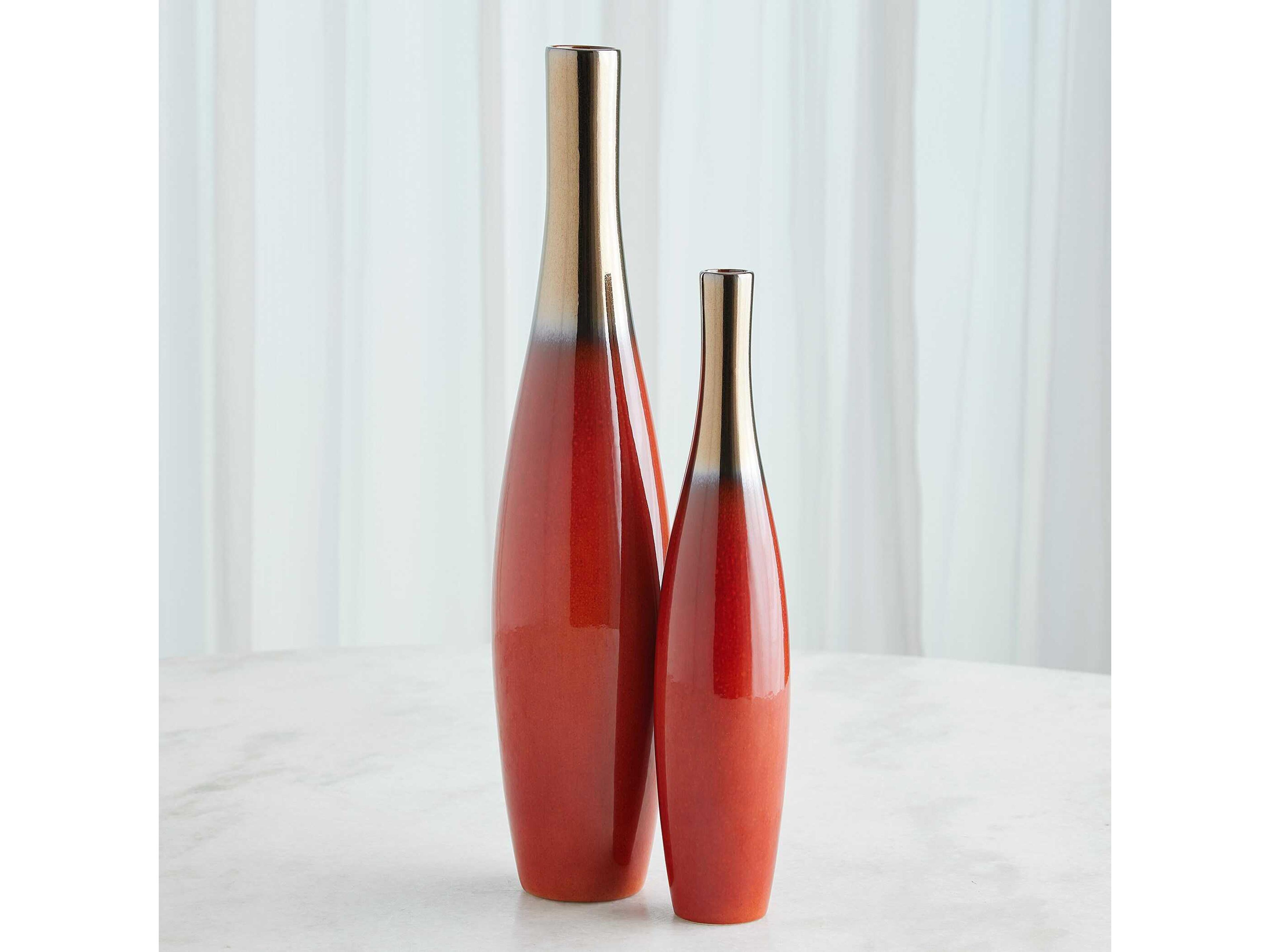 Global Views Boliche Tall Red Bronze Vase