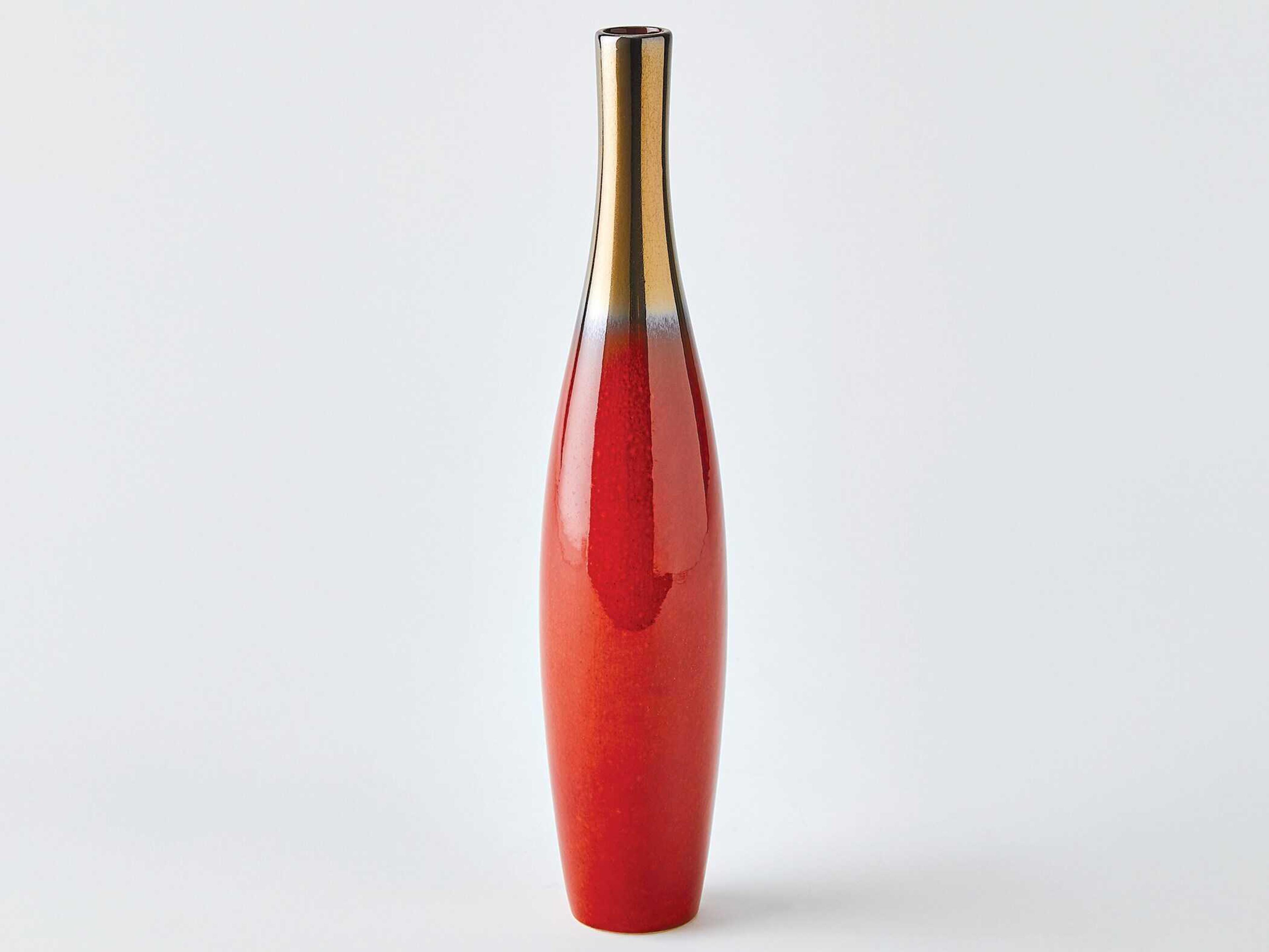 Global Views Boliche Short Red Bronze Vase