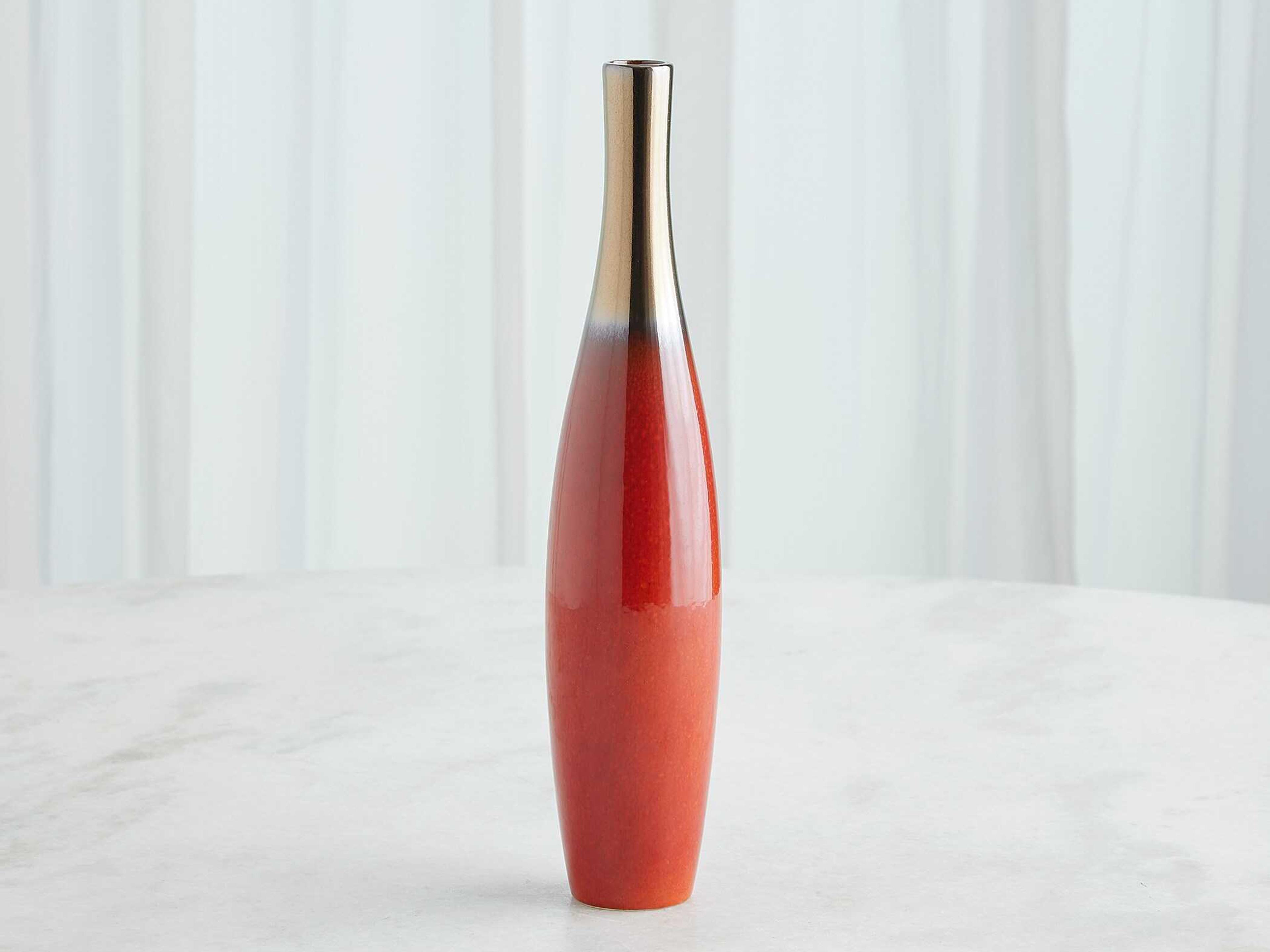 Global Views Boliche Short Red Bronze Vase