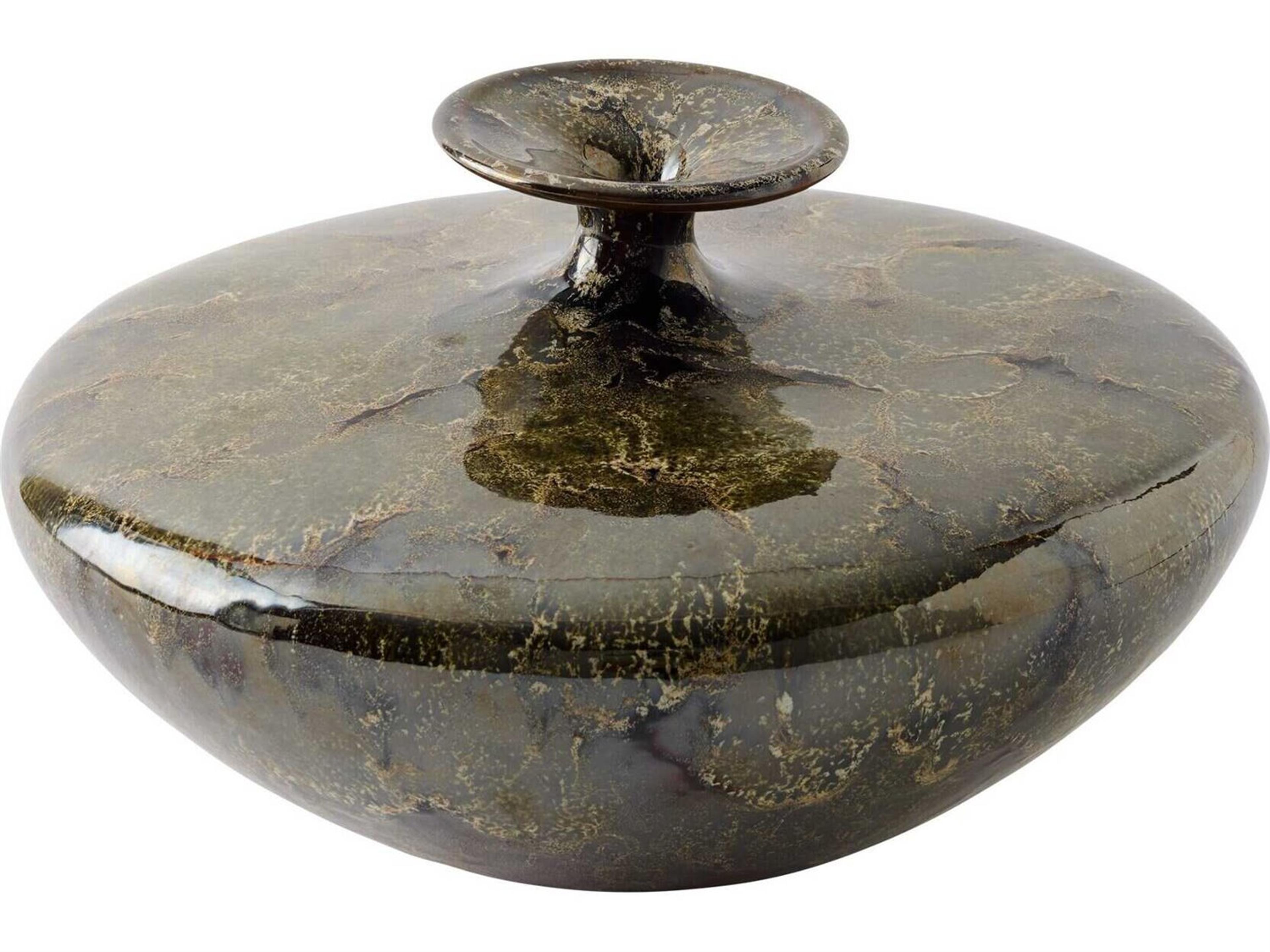 Tapered Neck Reactive Green Vase Large