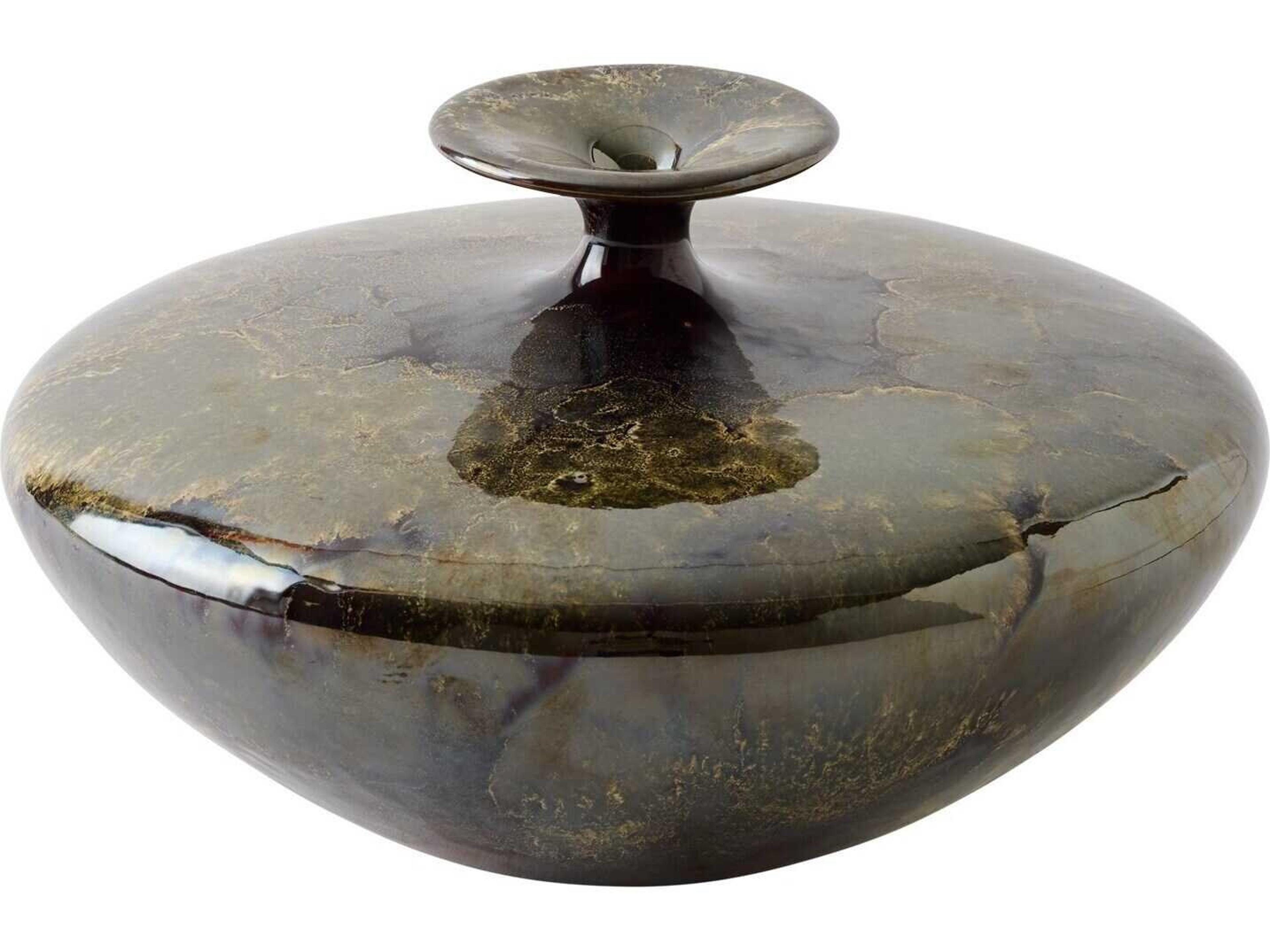 Global Views Tapered Neck Reactive Green Vase Small