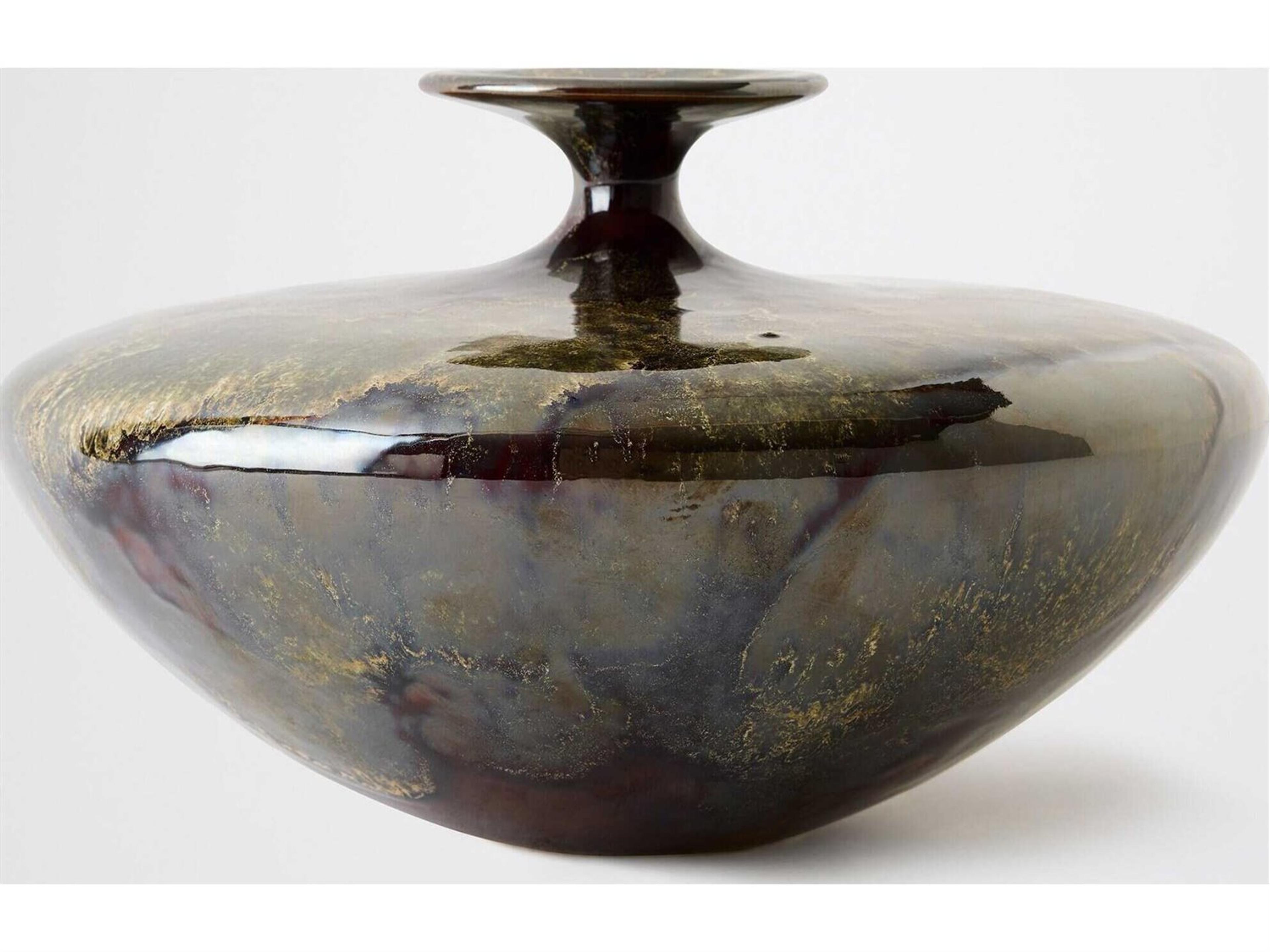 Global Views Tapered Neck Reactive Green Vase Small