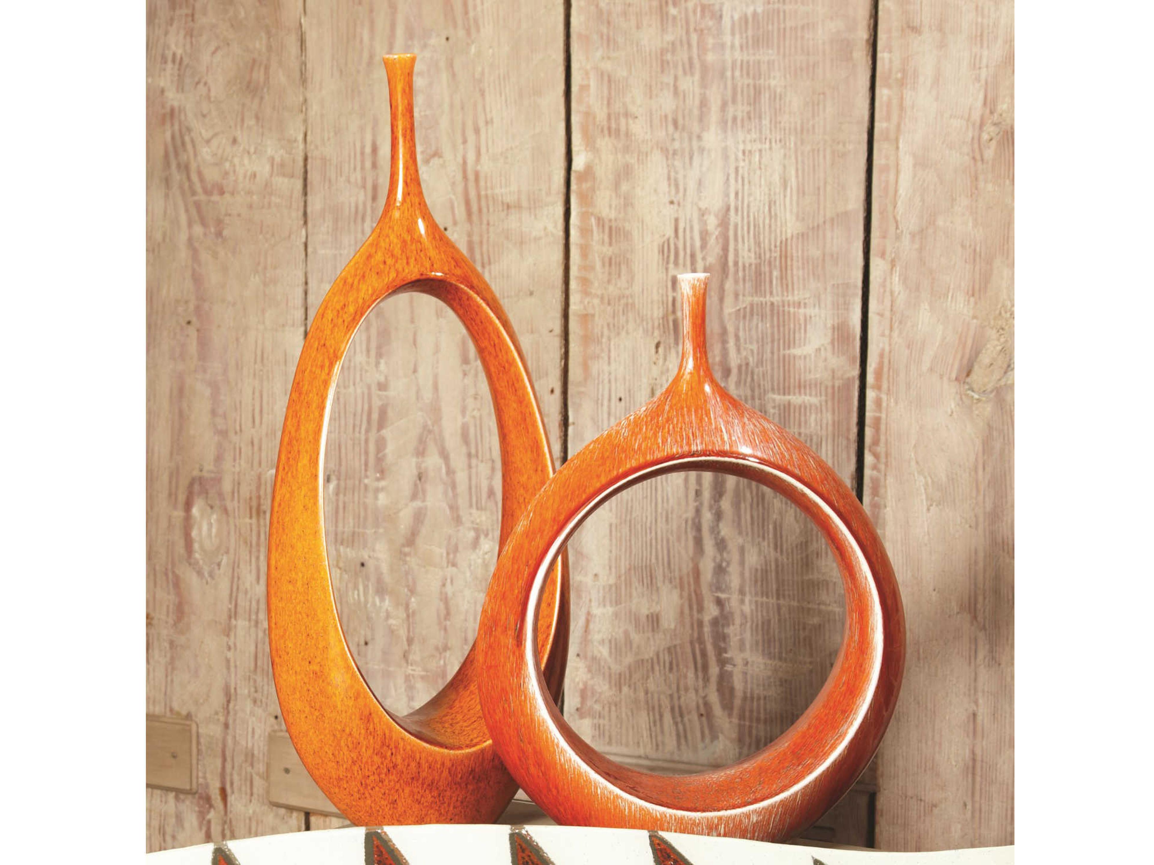 Global Views Ring Orange Vase