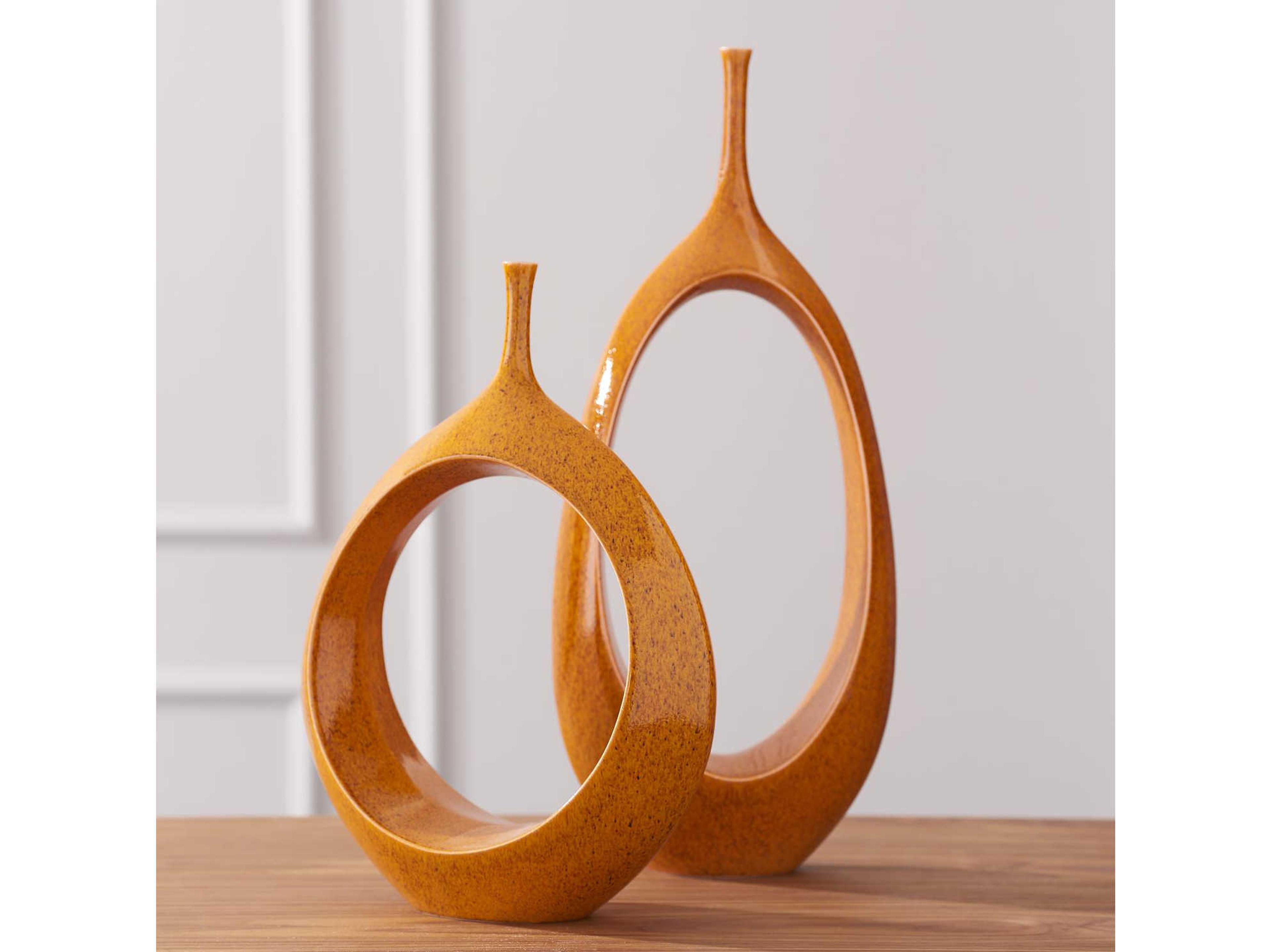 Global Views Ring Orange Vase