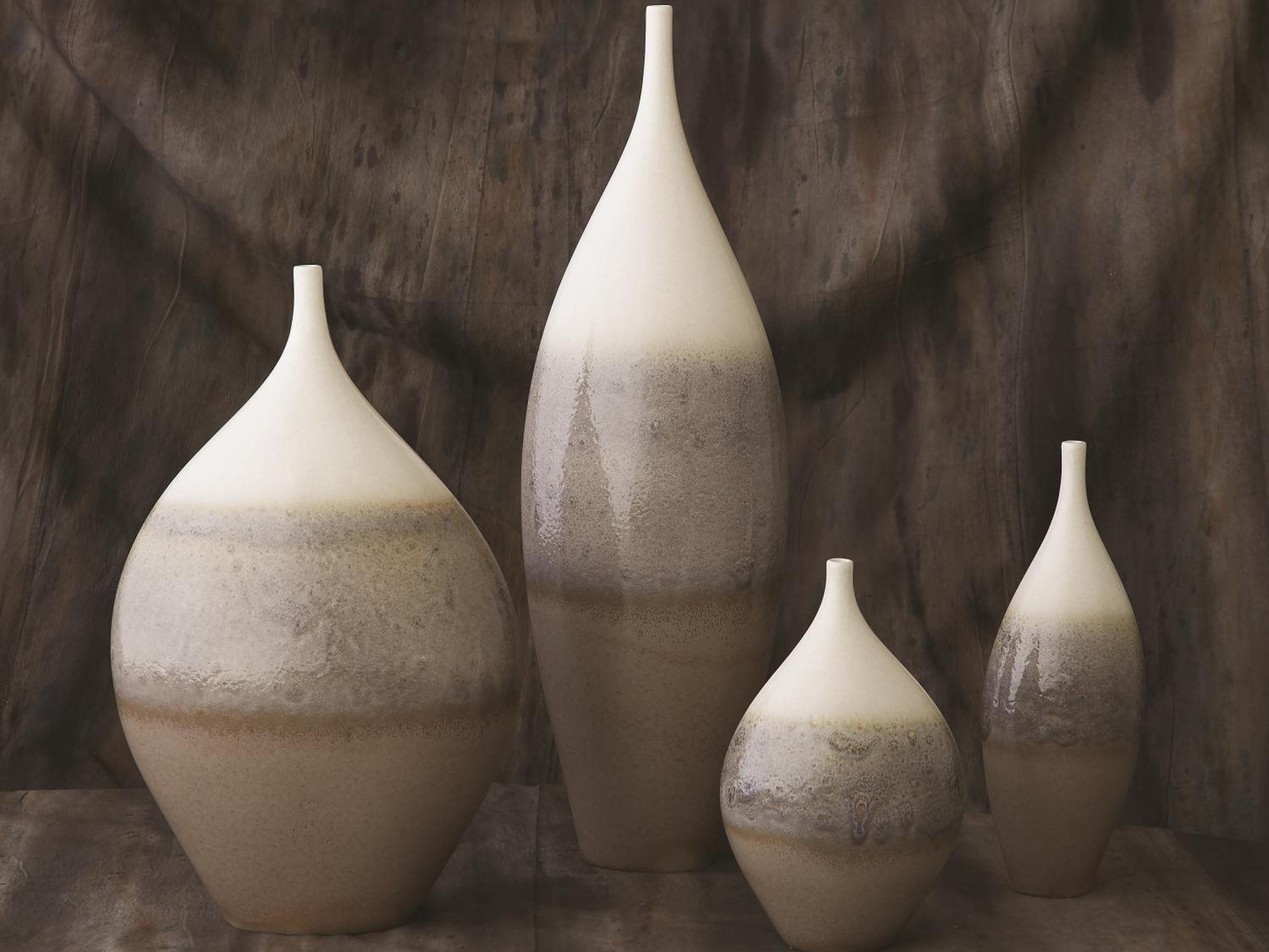 Global Views Rises Cream Small Wide Vase