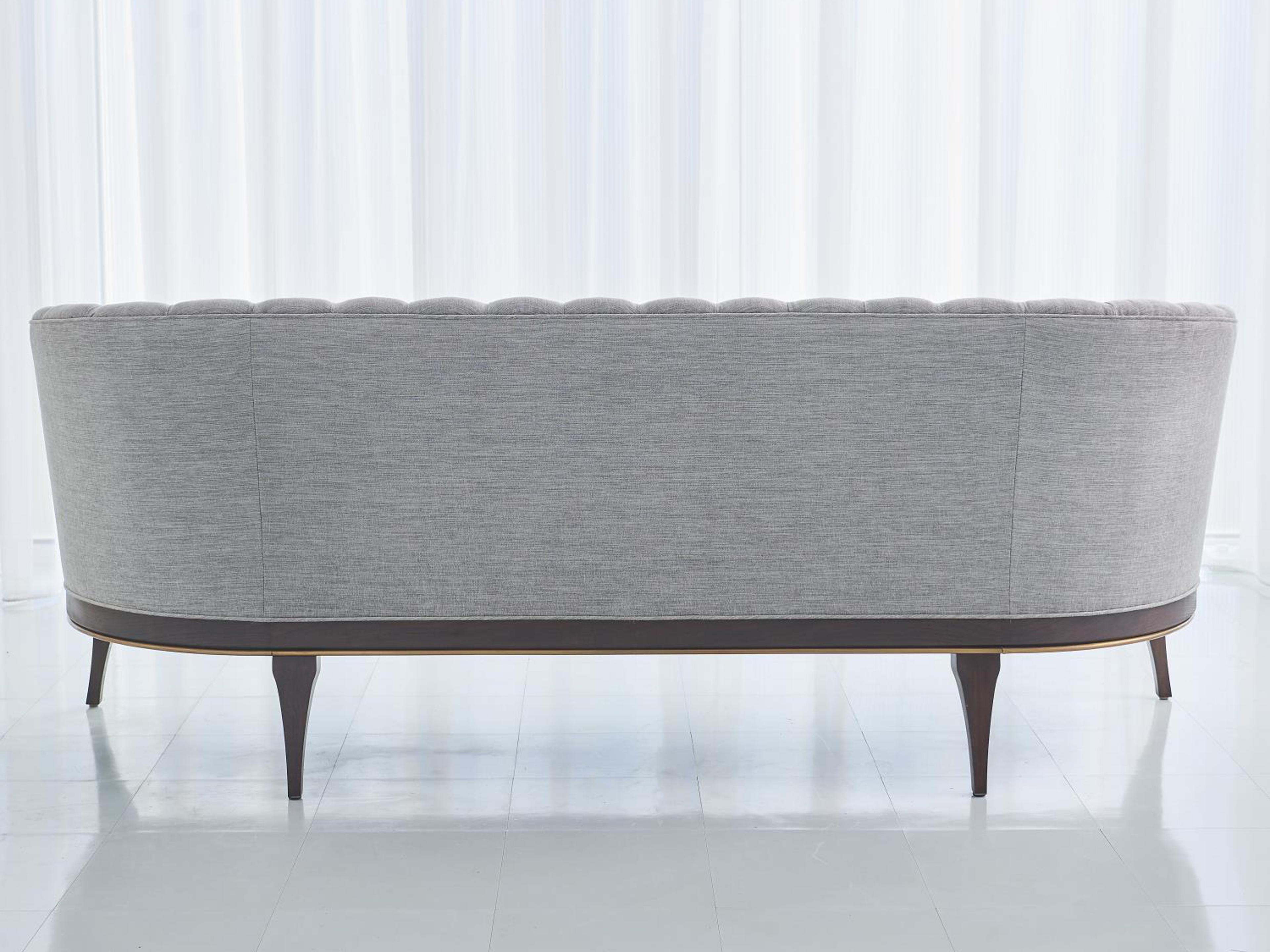 Global Views Dark Waxed Oil Walnut Brown Upholstered Sofa