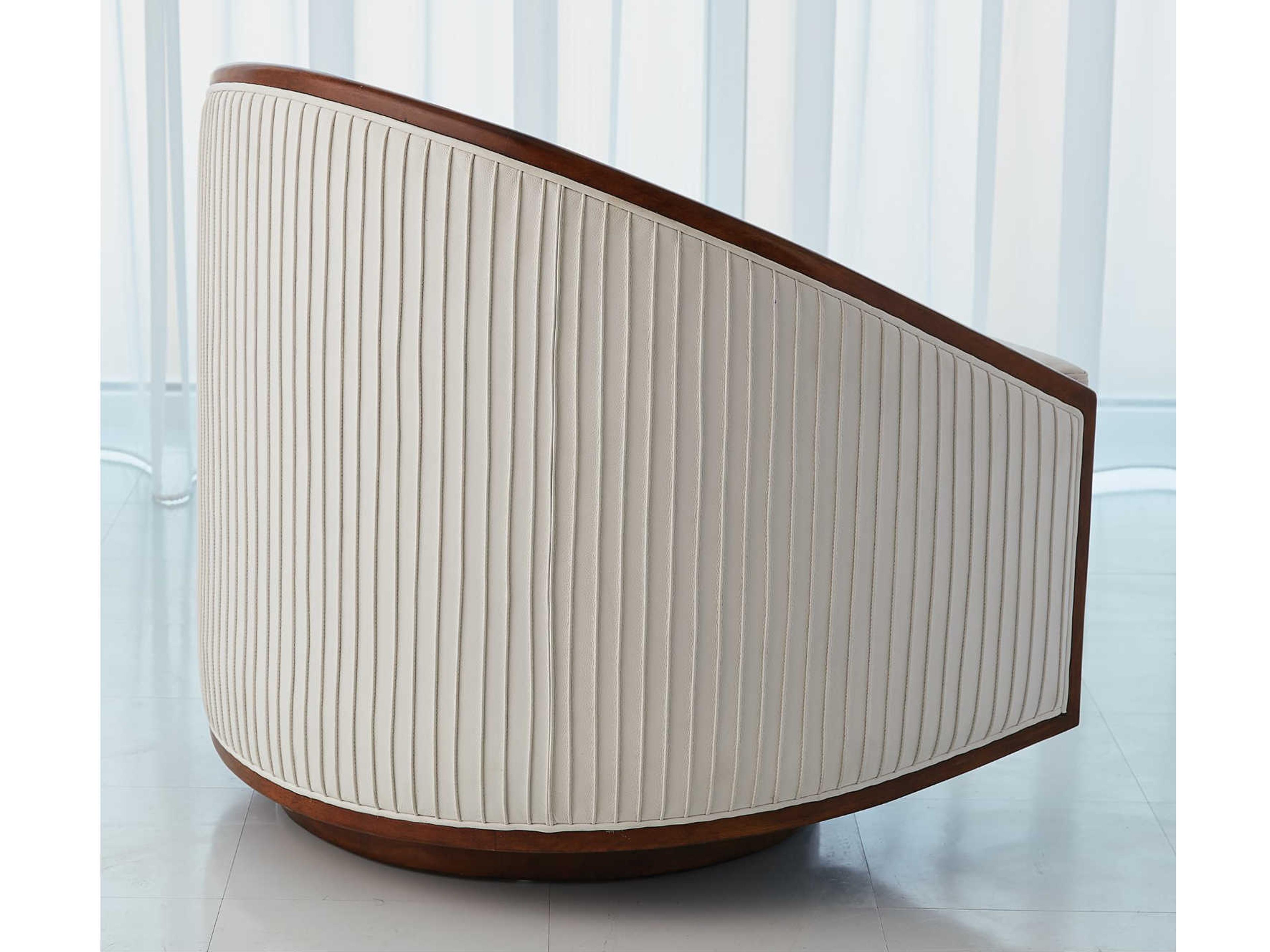 Global Views Swivel Brown Leather Accent Chair