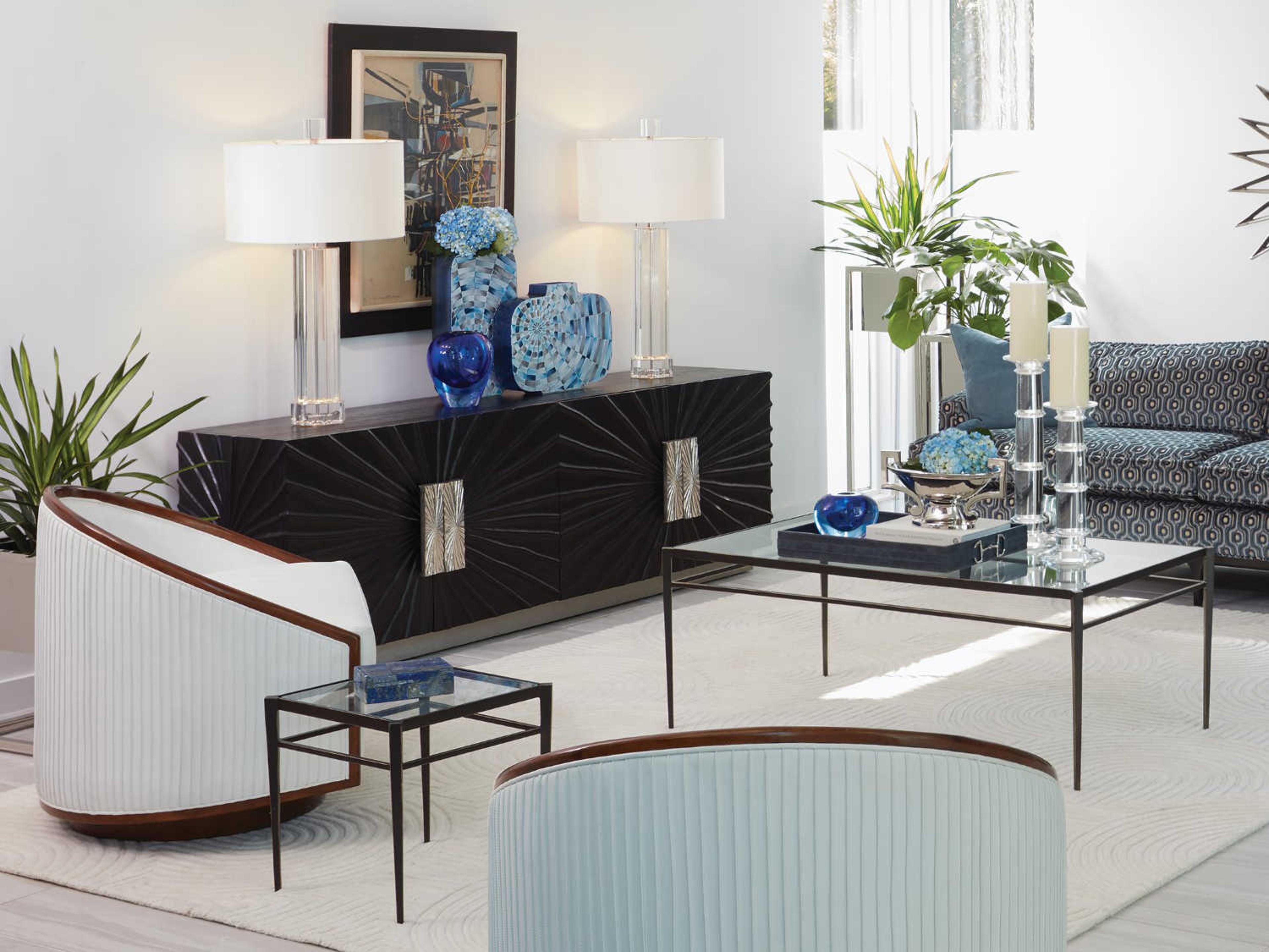 Global Views Swivel Brown Leather Accent Chair