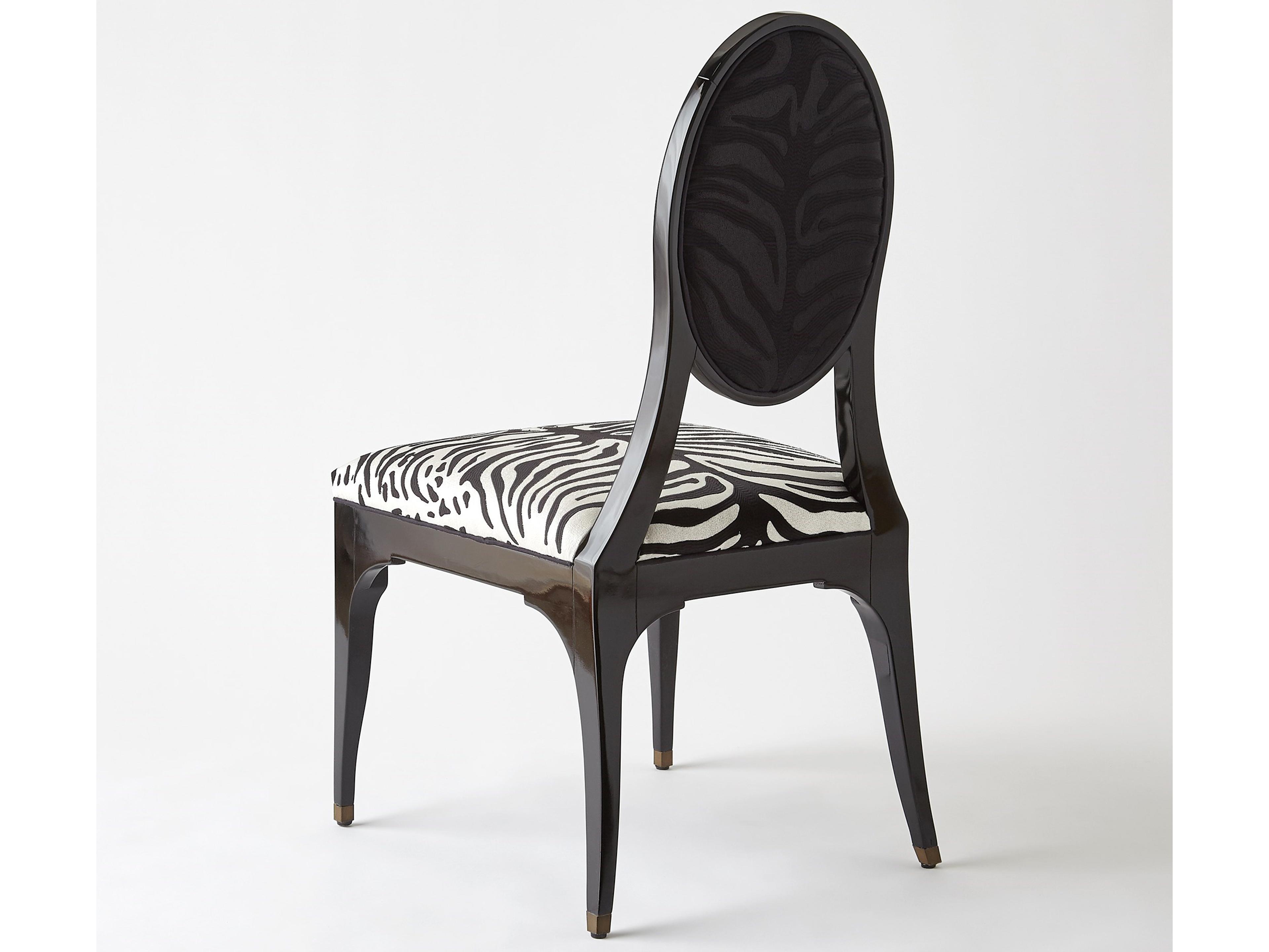 Global Views Rubberwood Black Upholstered Side Dining Chair