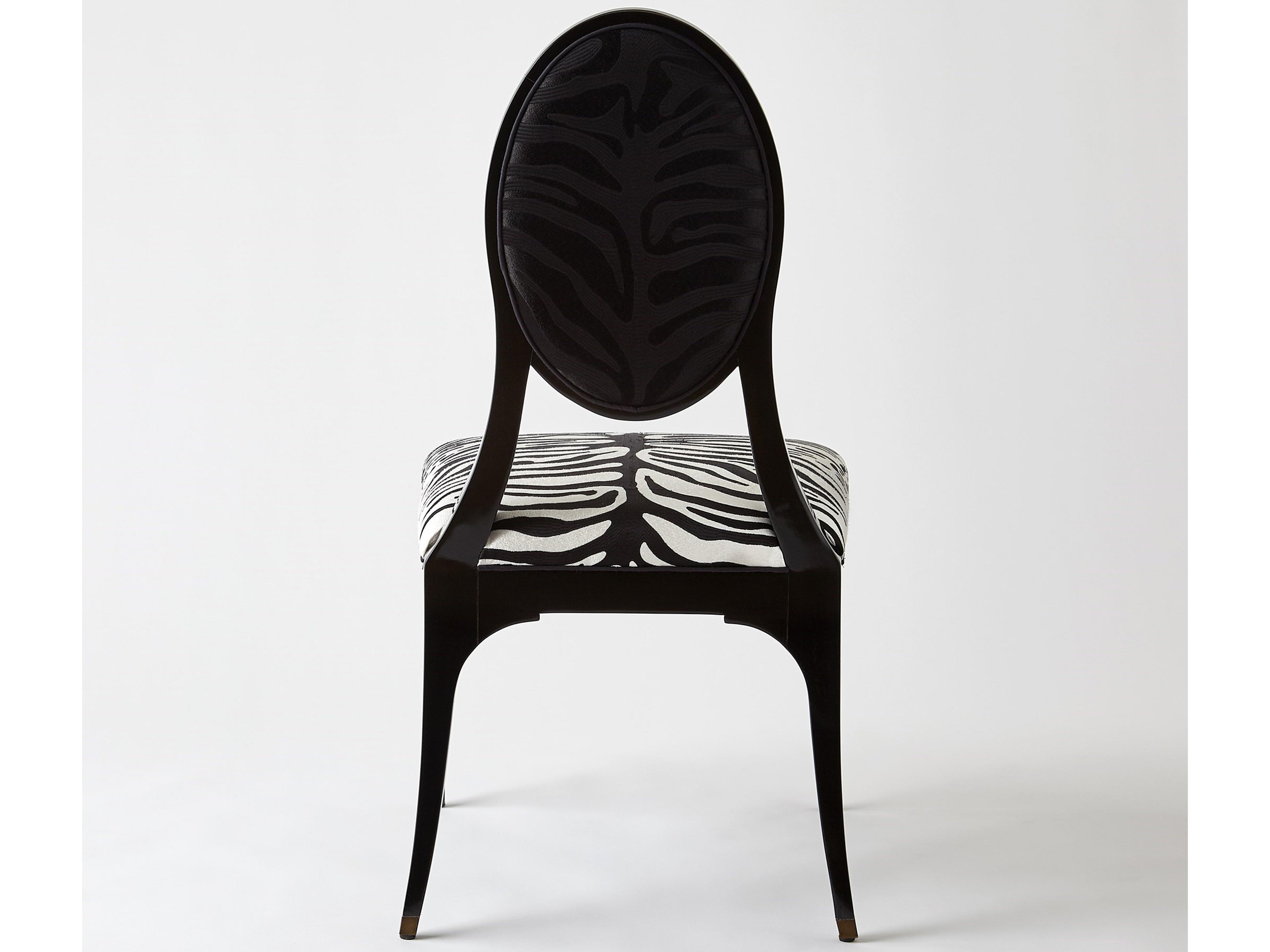 Global Views Rubberwood Black Upholstered Side Dining Chair