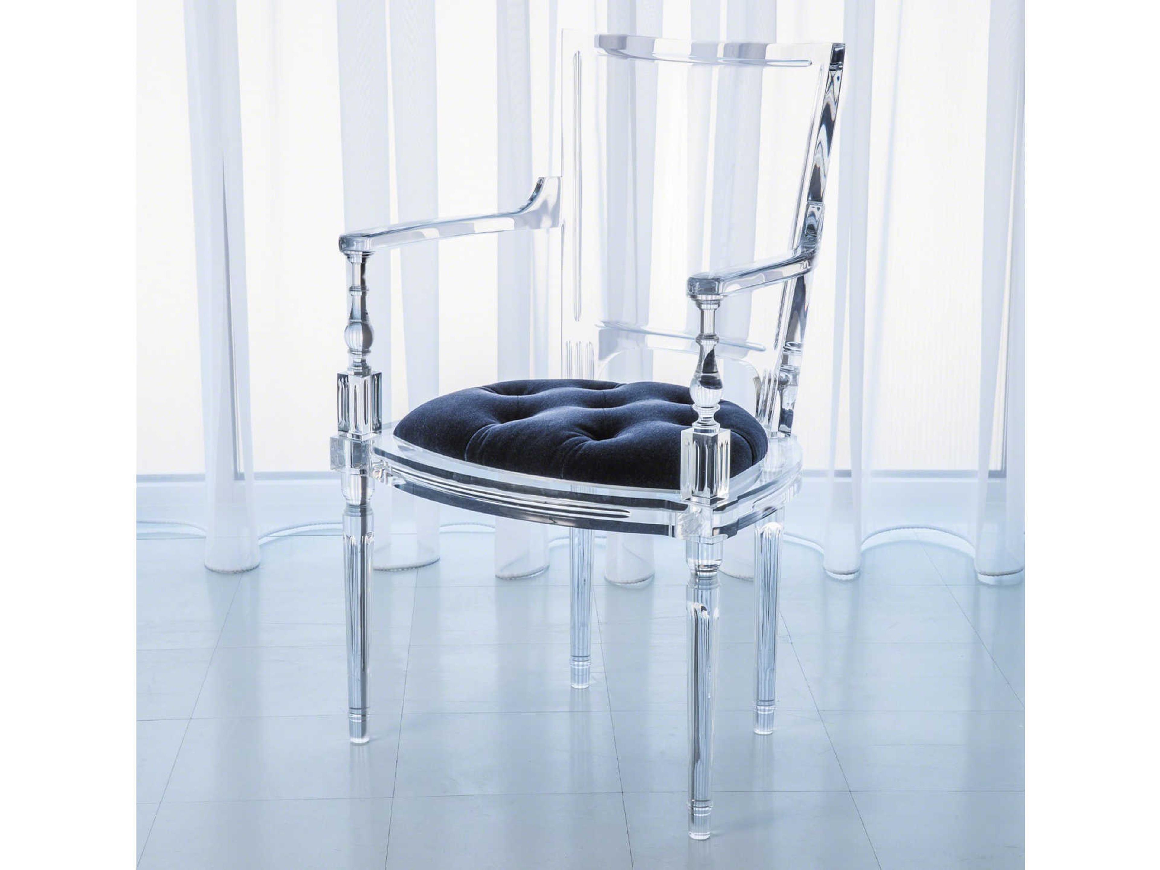 Global Views Blue Upholstered Arm Dining Chair