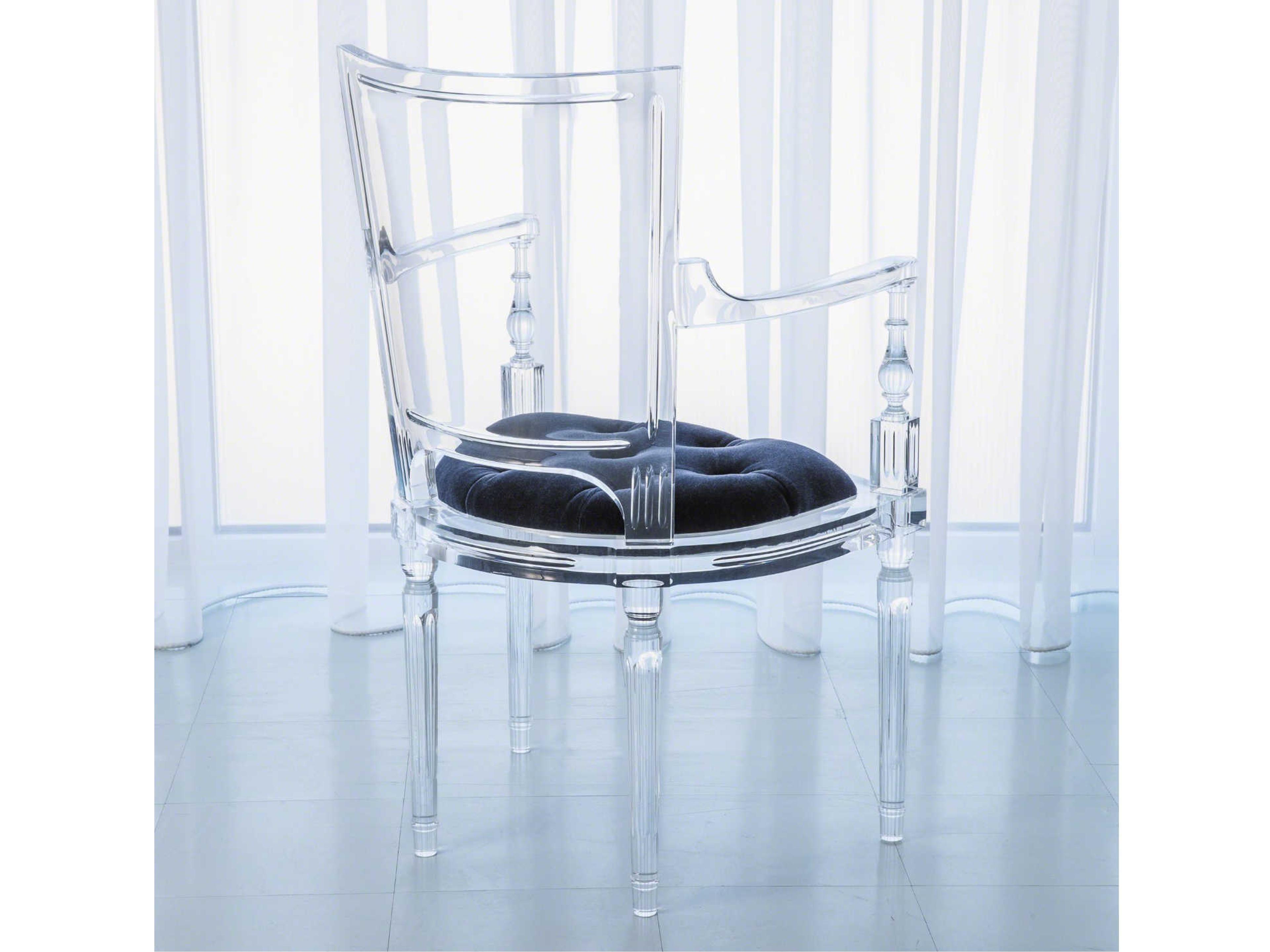 Global Views Blue Upholstered Arm Dining Chair