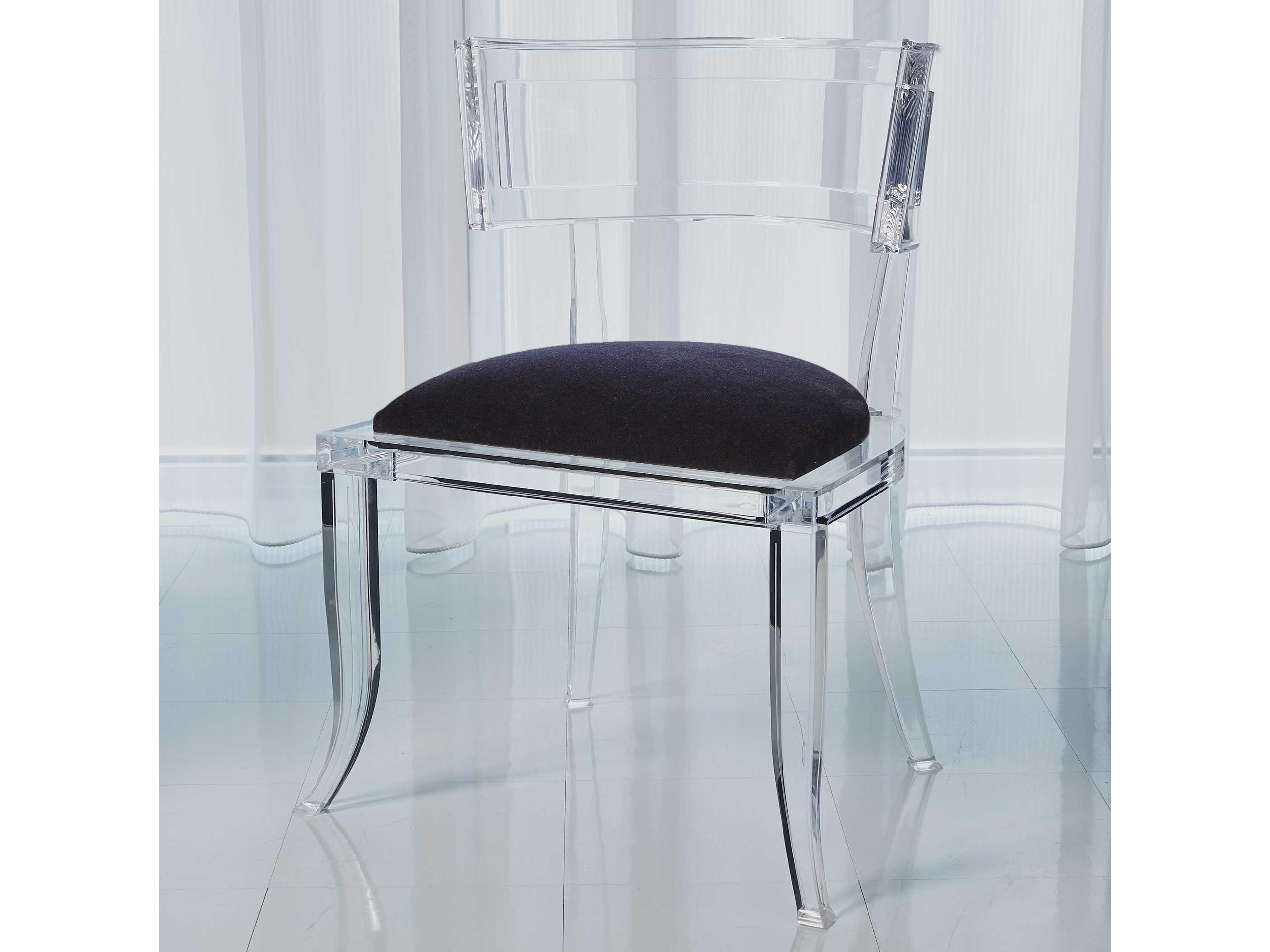Klismos Black Upholstered Side Dining Chair