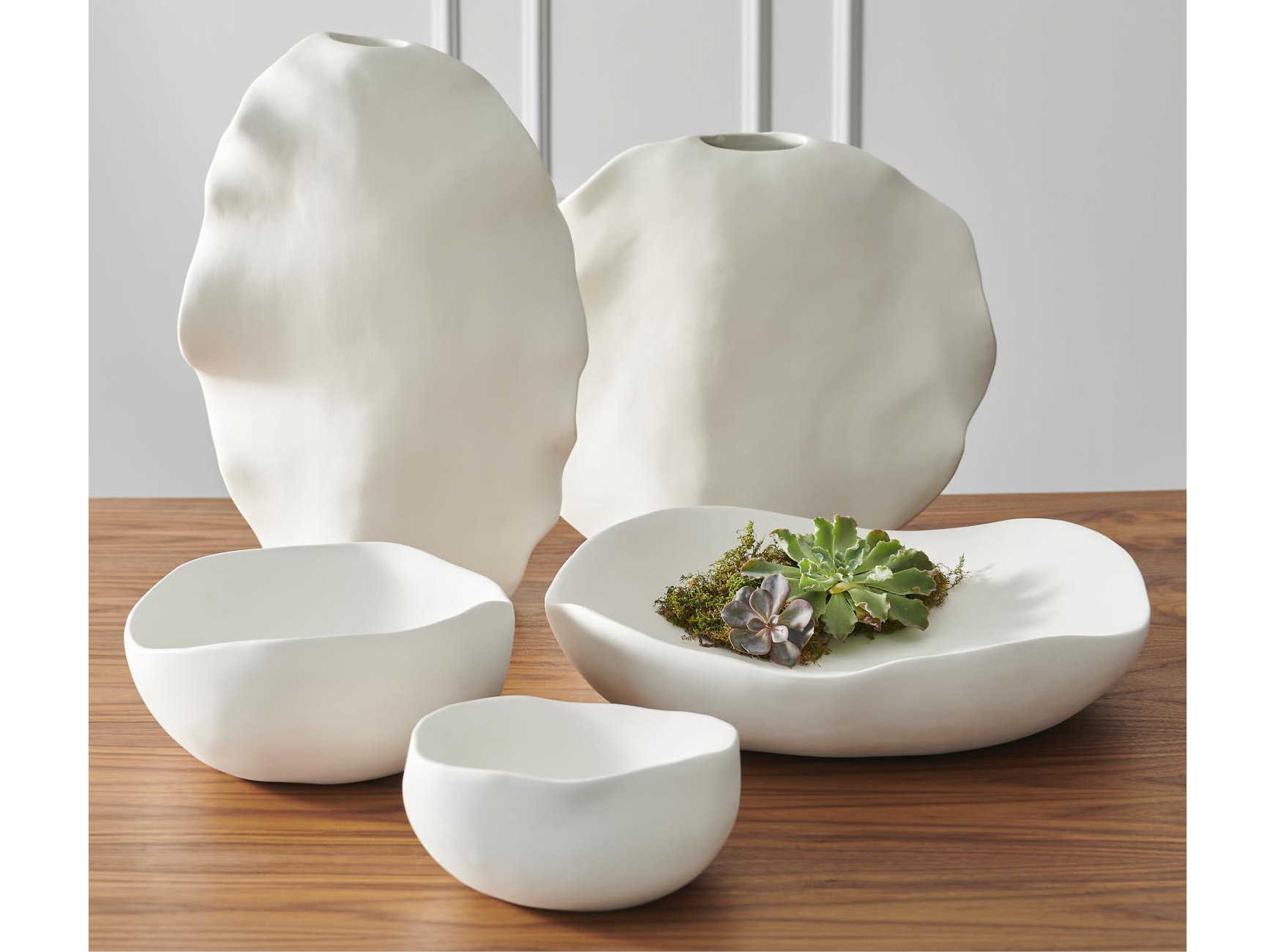 Global Views Organic Matte White Medium Decorative Bowl