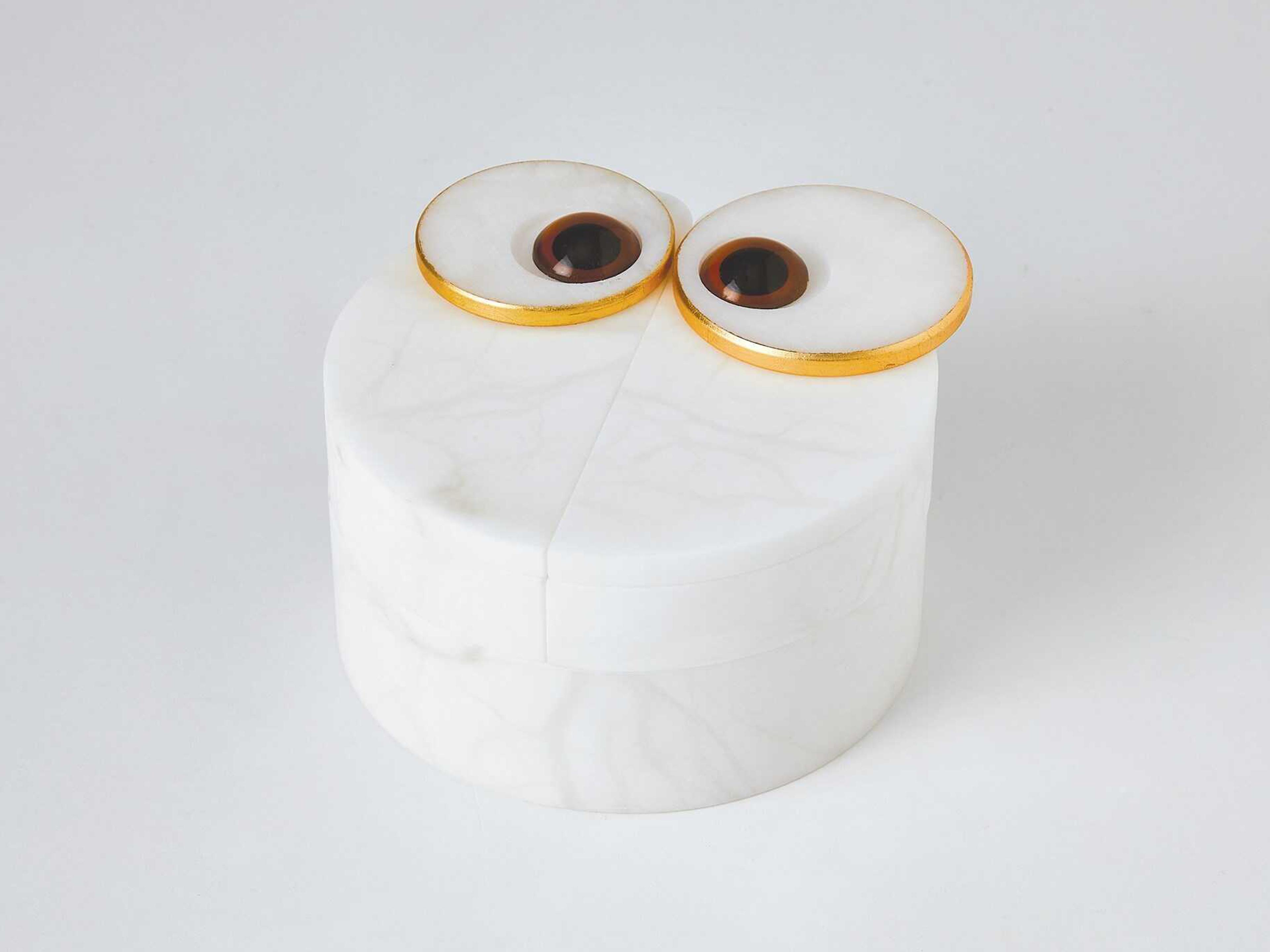 Global Views Italian Alabaster / Gold Leaf Owl Box