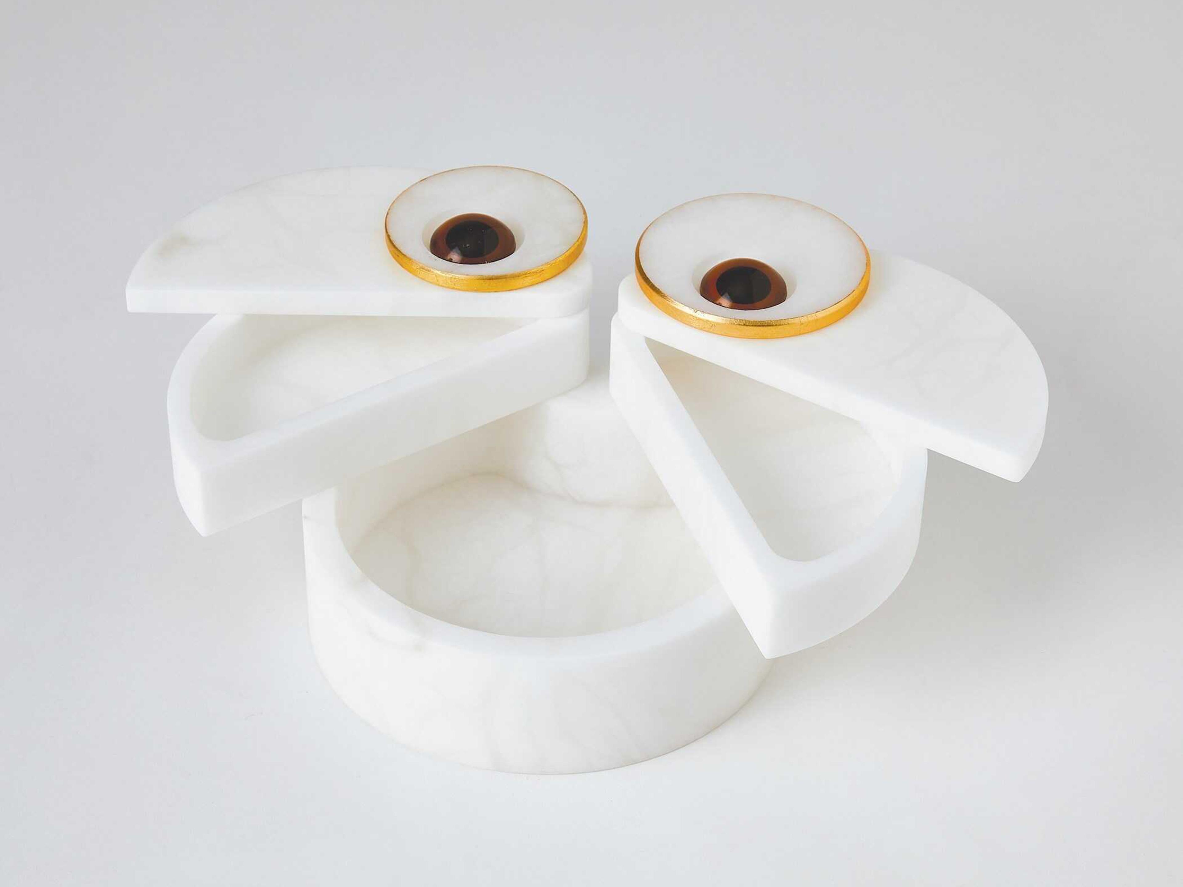 Global Views Italian Alabaster / Gold Leaf Owl Box