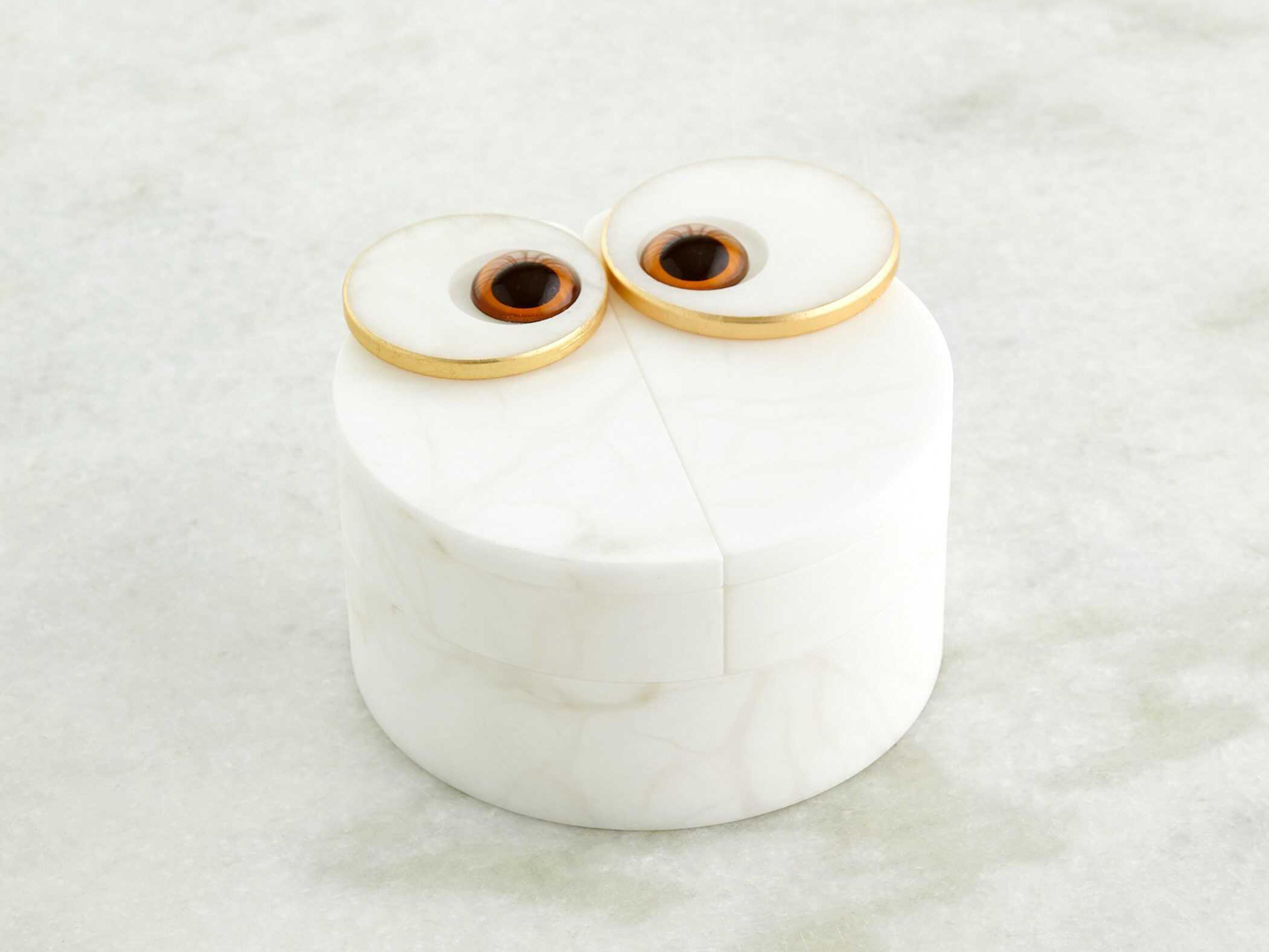 Global Views Italian Alabaster / Gold Leaf Owl Box